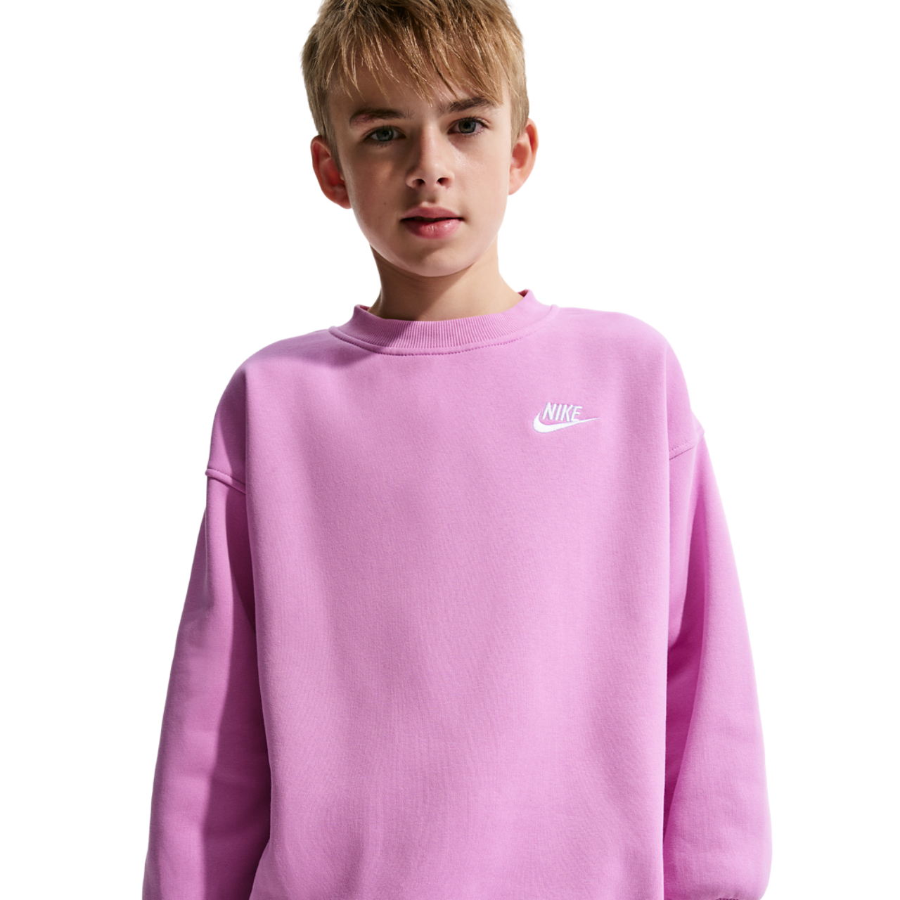 Nike NSW Oversized Club Fleece Crew Image 3 of 5. Tap to open photo gallery.