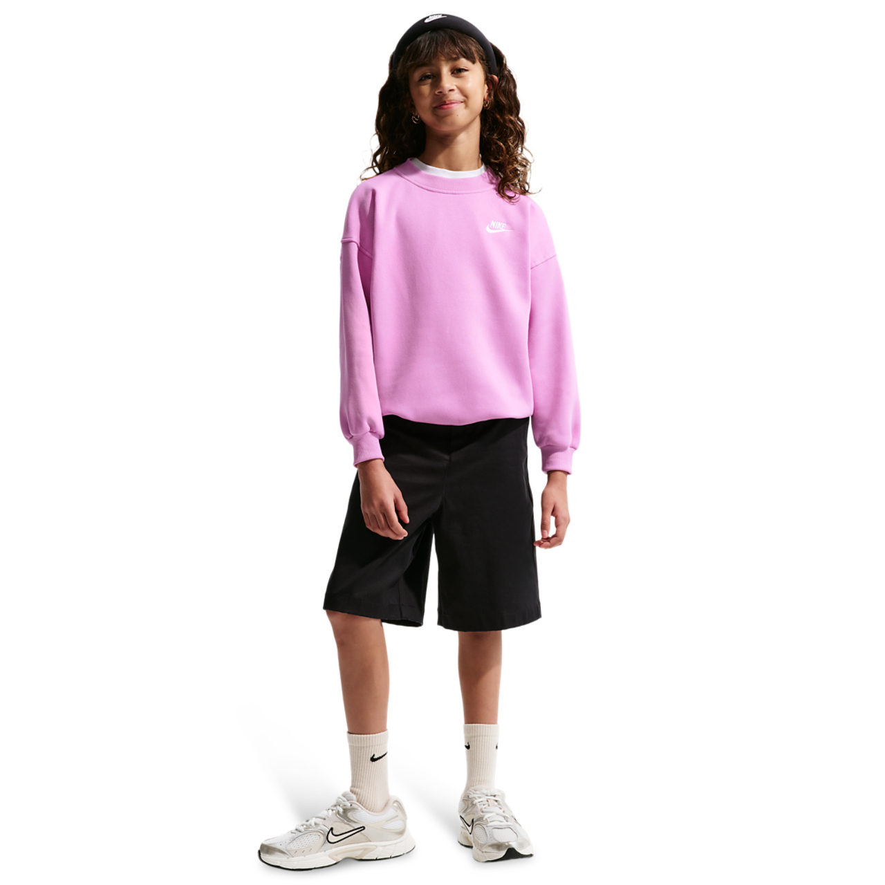 Nike NSW Oversized Club Fleece Crew Image 4 of 5. Tap to open photo gallery.