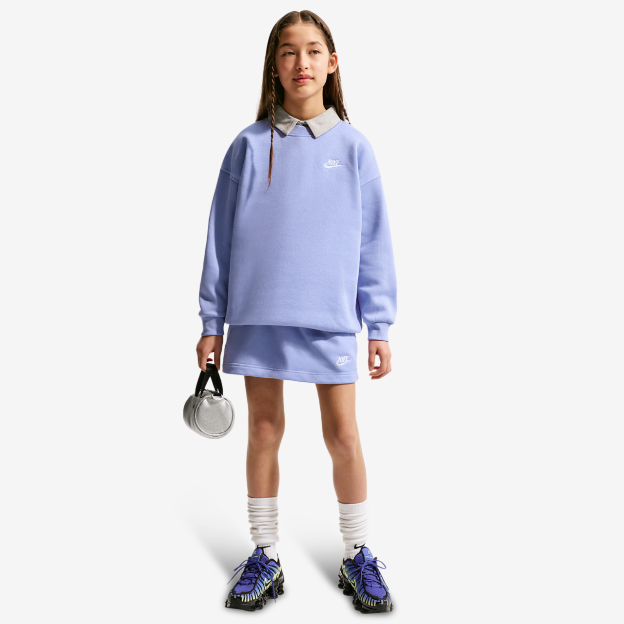 Nike NSW Oversized Club Fleece Crew Image 3 of 4. Tap to open photo gallery.