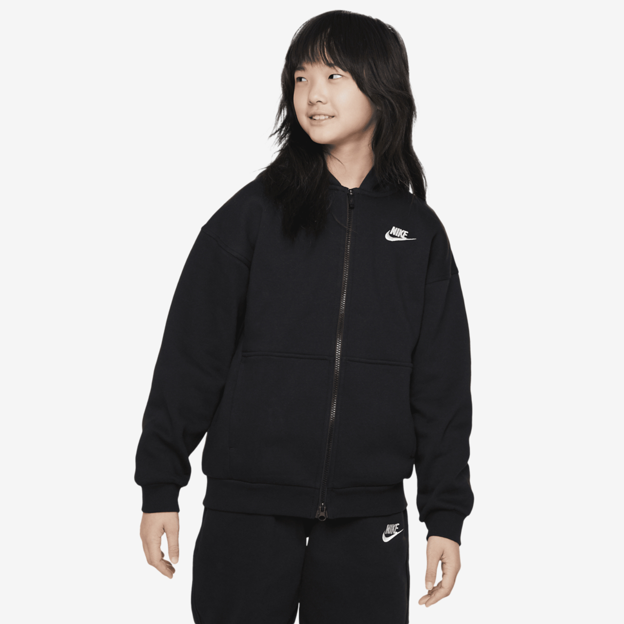 Nike NSW Club Fleece Oversized Full-Zip LBR Image 1 of 4. Tap to open photo gallery.