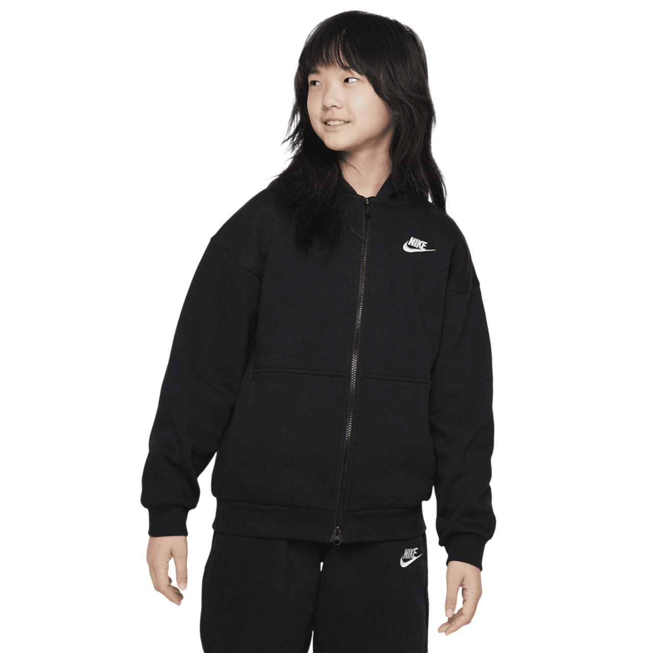 Nike NSW Club Fleece Oversized Full-Zip LBR Image 1 of 4. Tap to open photo gallery.