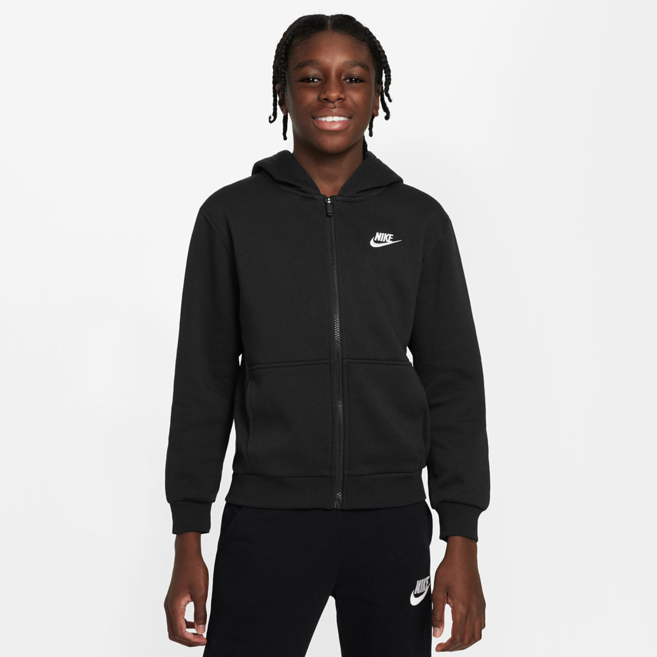 Nike NSW Club Fleece Full-Zip LBR Hoodie Image 1 of 3. Tap to open photo gallery.