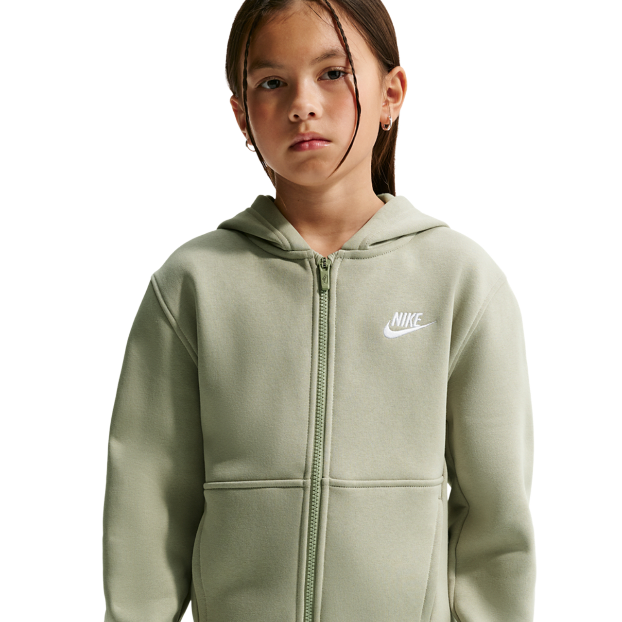 Nike NSW Club Fleece Full-Zip LBR Hoodie Image 3 of 7. Tap to open photo gallery.