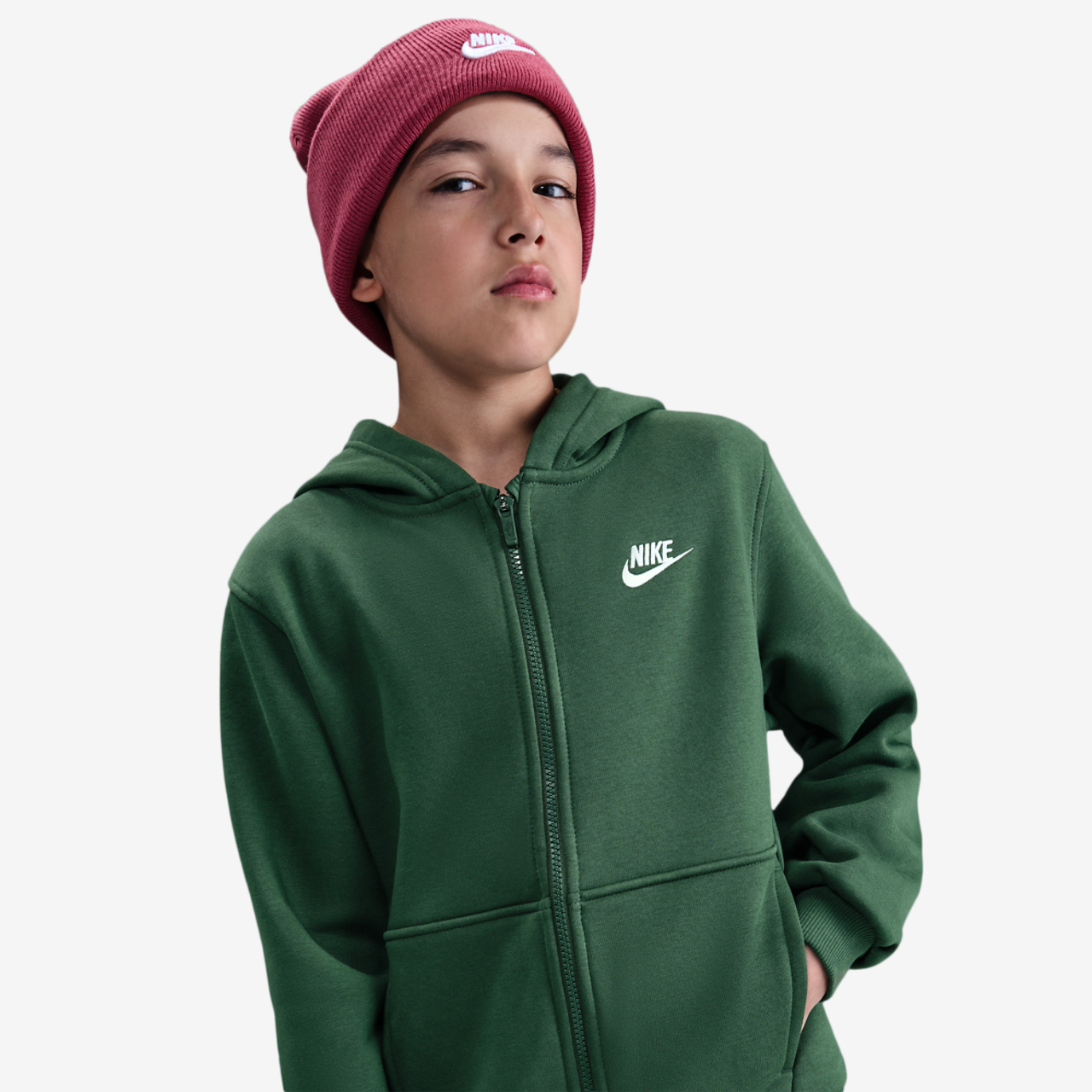 Nike NSW Club Fleece Full-Zip LBR Hoodie Image 3 of 5. Tap to open photo gallery.
