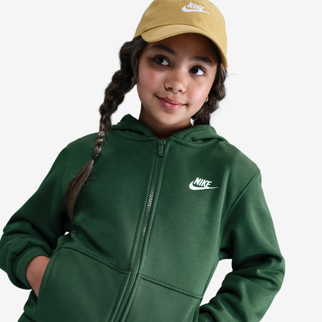 Nike NSW Club Fleece Full-Zip LBR Hoodie Image 4 of 5. Tap to open photo gallery.