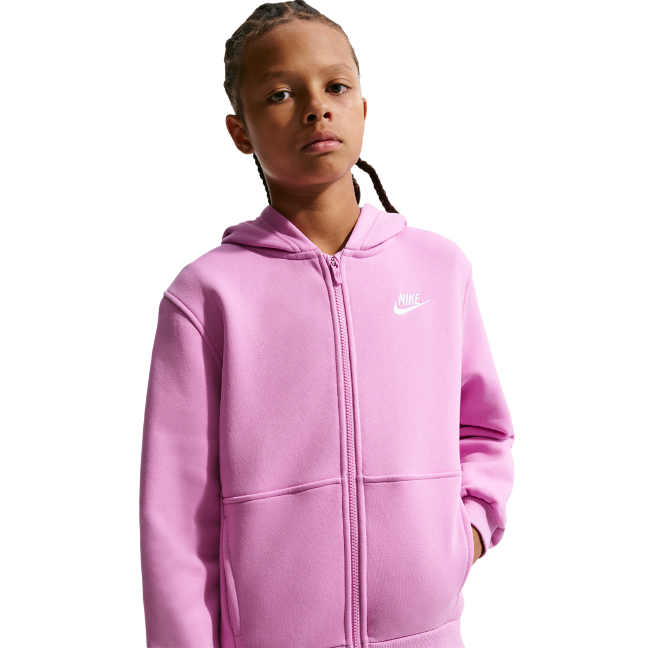 Nike NSW Club Fleece Full-Zip LBR Hoodie Image 1 of 3. Tap to open photo gallery.