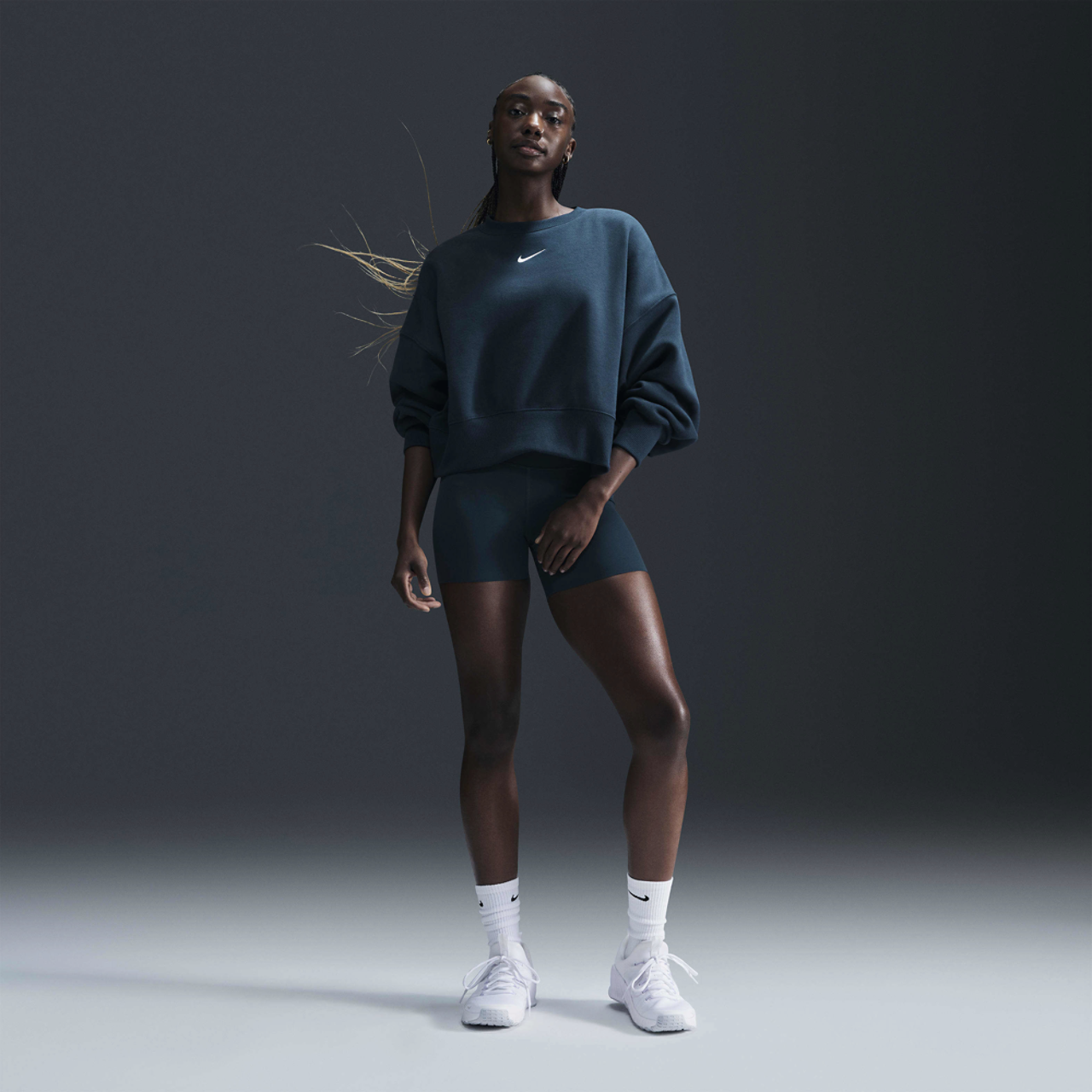Nike NSW Style Fleece Crew OOS Image 1 of 5. Tap to open photo gallery.