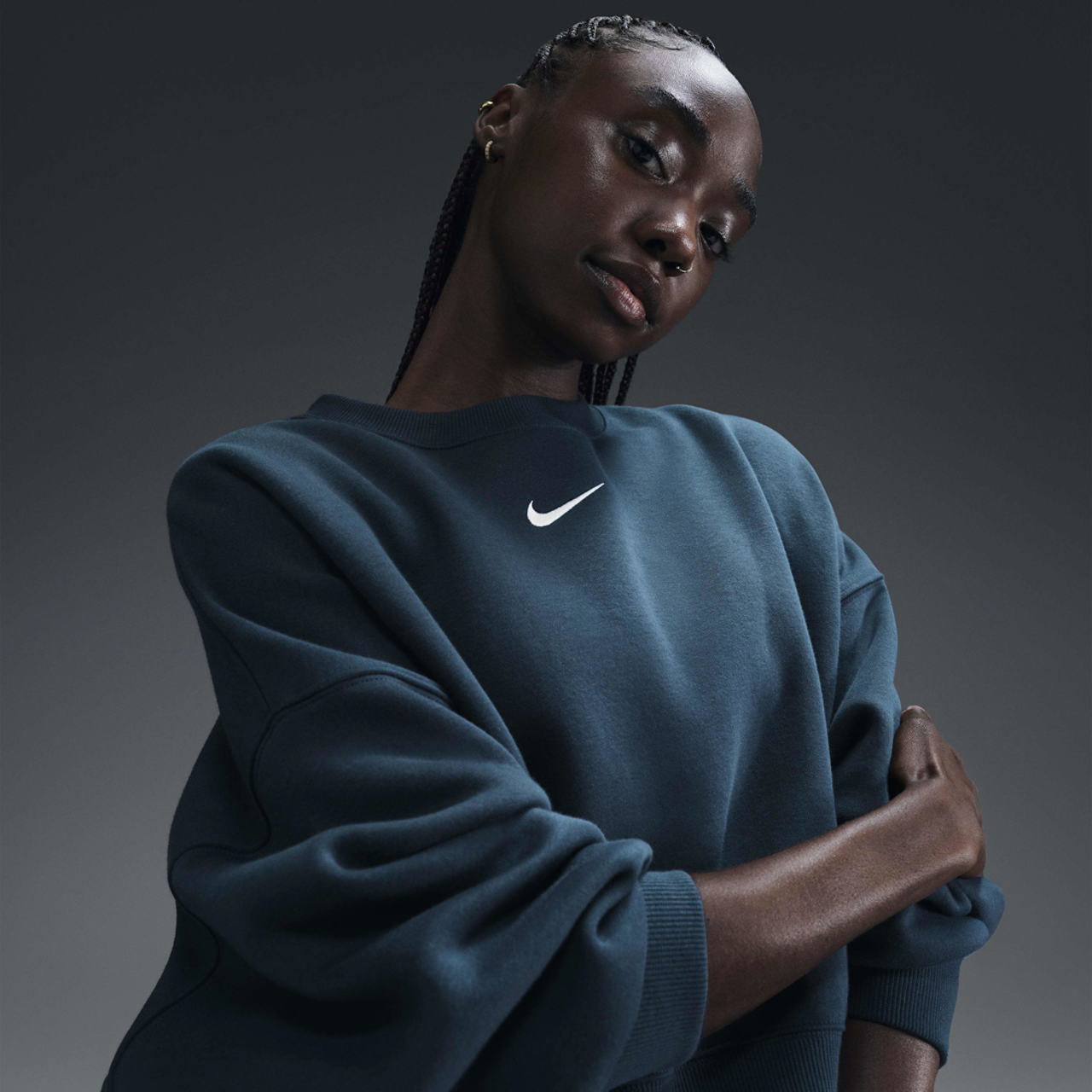 Nike NSW Style Fleece Crew OOS Image 3 of 5. Tap to open photo gallery.