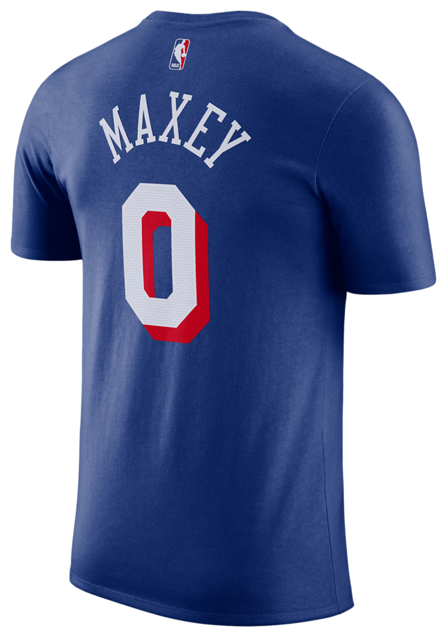 Nike 76ers Tyrese Maxey Short Sleeve T-Shirt Image 2 of 2. Tap to open photo gallery.