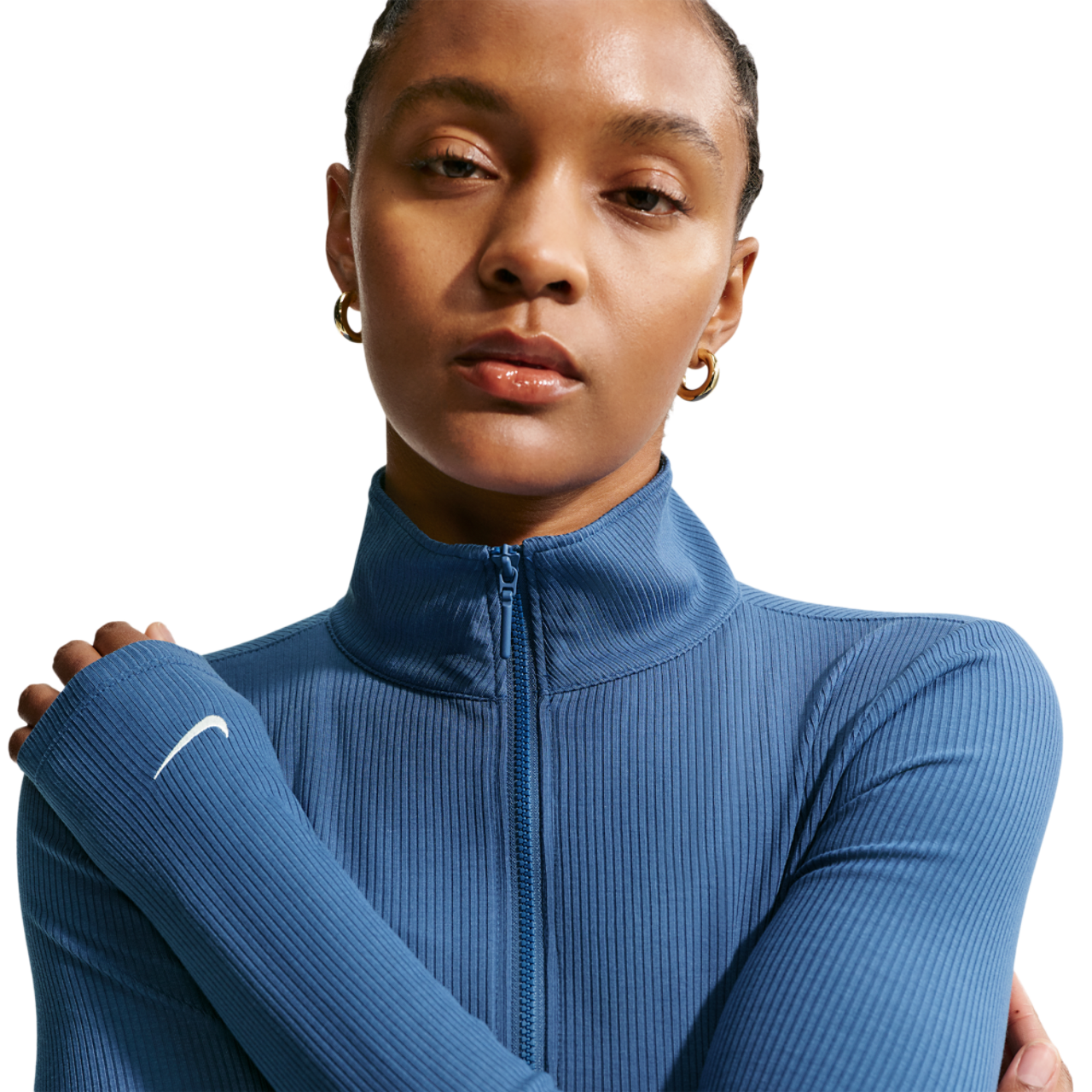 Nike NSW Chill Knit Rib Quarter-Zip LS Top Image 3 of 8. Tap to open photo gallery.