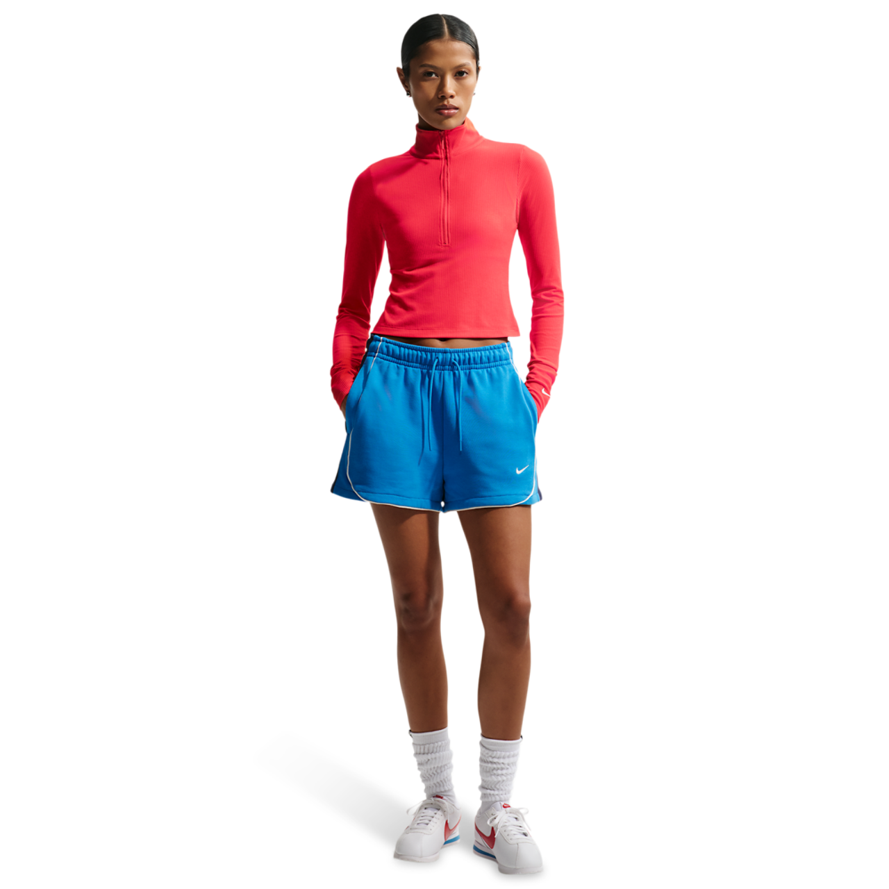 Nike NSW Chill Knit Rib Quarter-Zip LS Top Image 6 of 7. Tap to open photo gallery.
