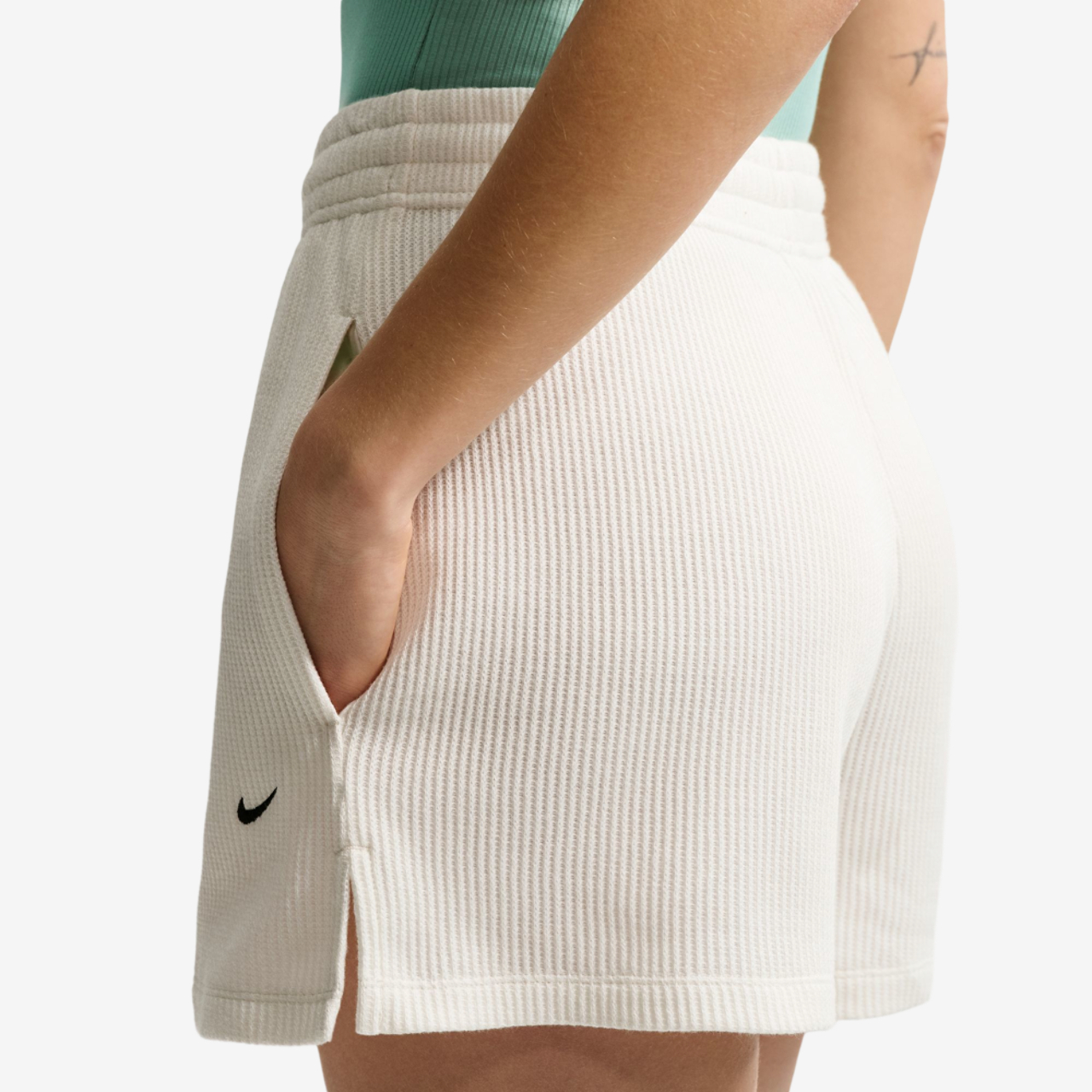 Nike NSW Chill Knit Waffle Shorts Image 2 of 4. Tap to open photo gallery.