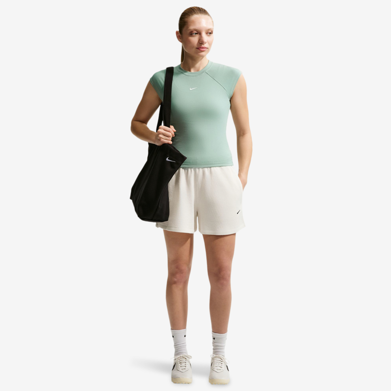 Nike NSW Chill Knit Waffle Shorts Image 3 of 4. Tap to open photo gallery.