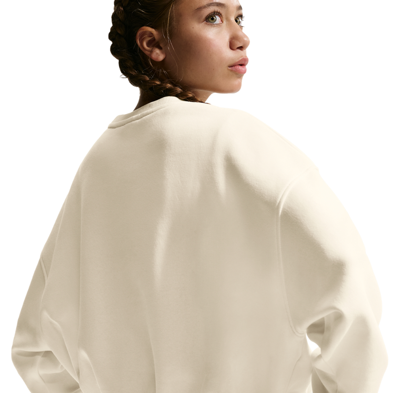 Nike NSW Club Fleece Boxy Crew GFX Image 2 of 4. Tap to open photo gallery.