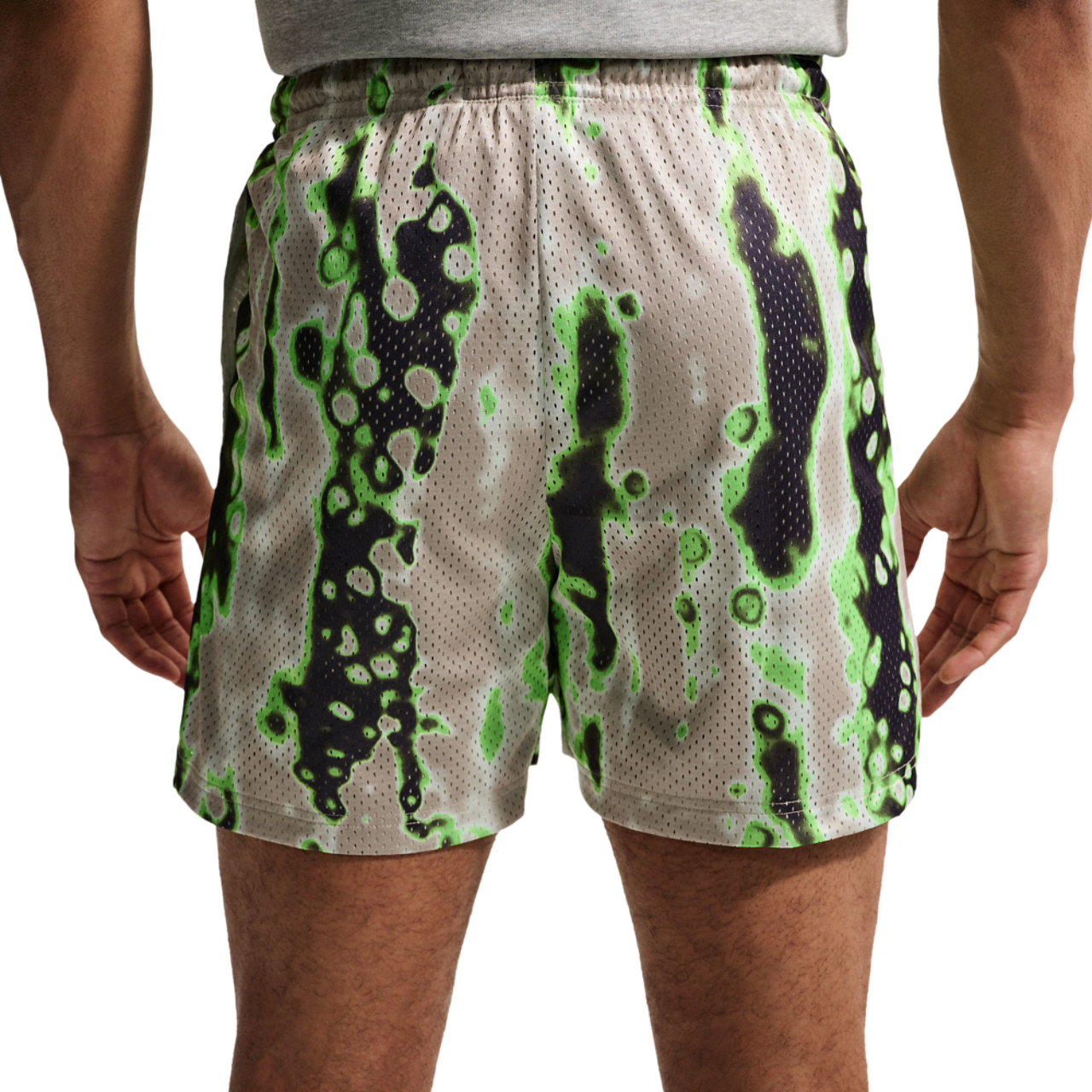 Nike Dri-FIT 5 Inch Mesh Print Shorts Image 2 of 2. Tap to open photo gallery.
