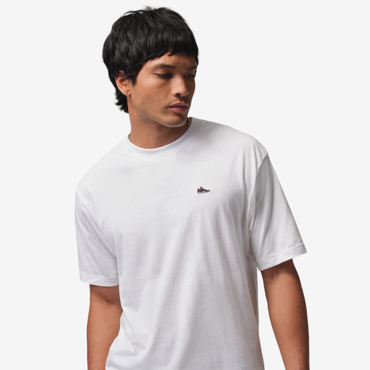 Jordan Sneaker Patch Short Sleeve Crew Image 1 of 4. Tap to open photo gallery.