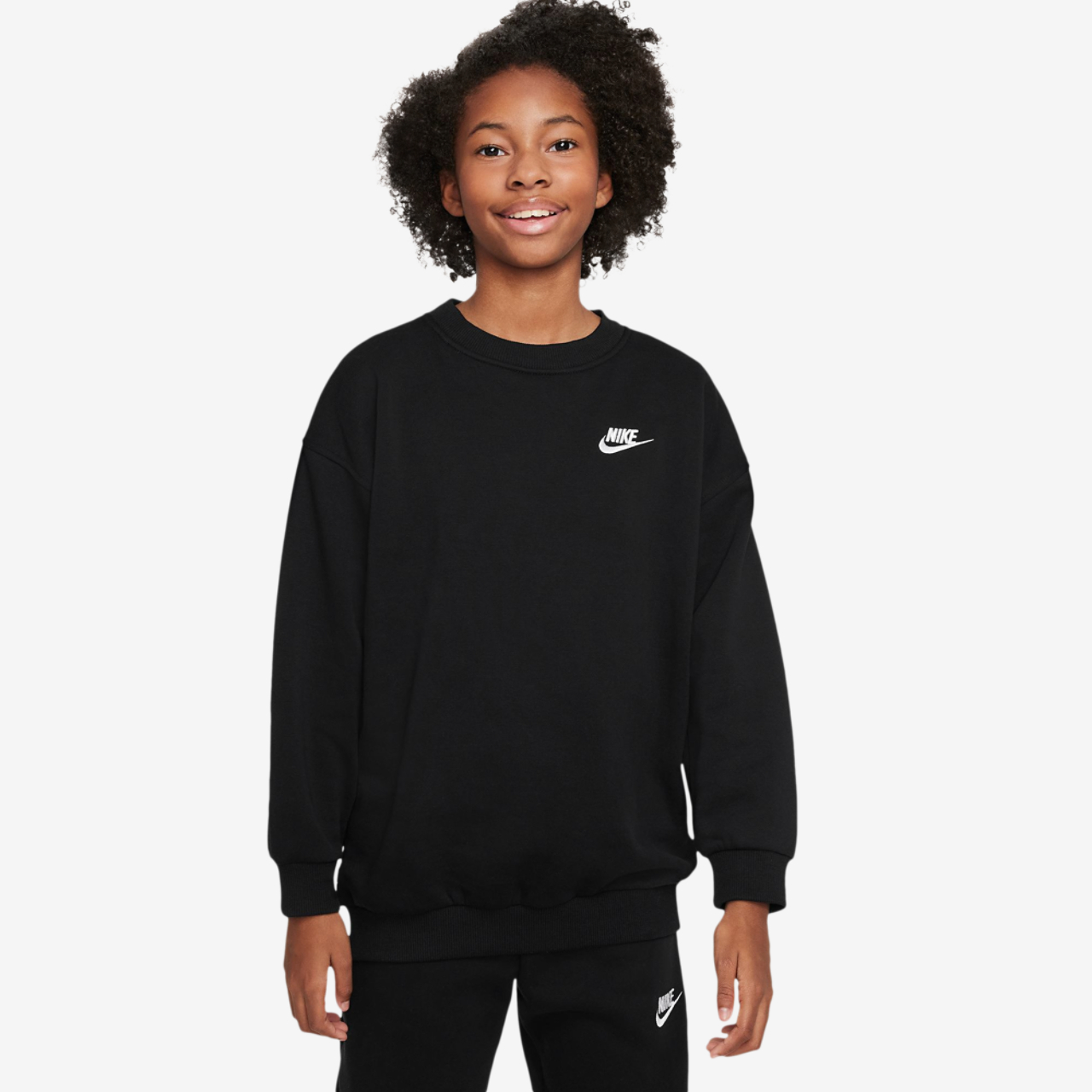 Nike NSW Oversized Club Fleece Crew Image 1 of 2. Tap to open photo gallery.