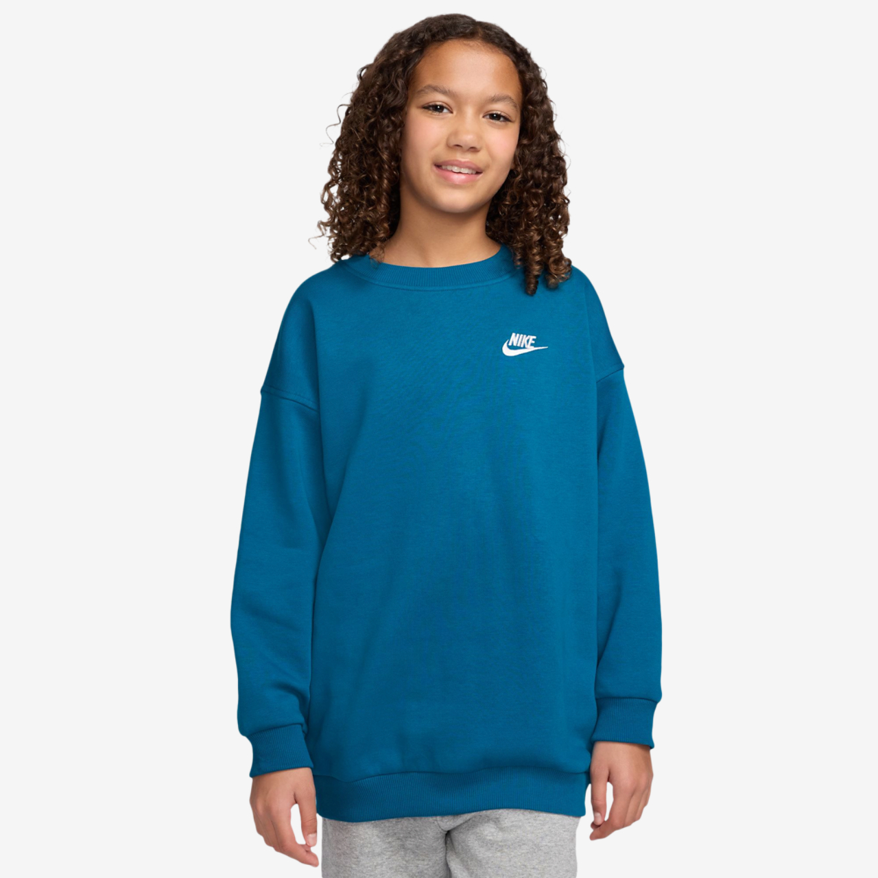 Nike NSW Oversized Club Fleece Crew Image 1 of 2. Tap to open photo gallery.