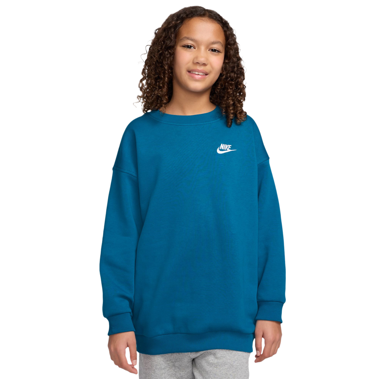 Nike NSW Oversized Club Fleece Crew Image 1 of 2. Tap to open photo gallery.