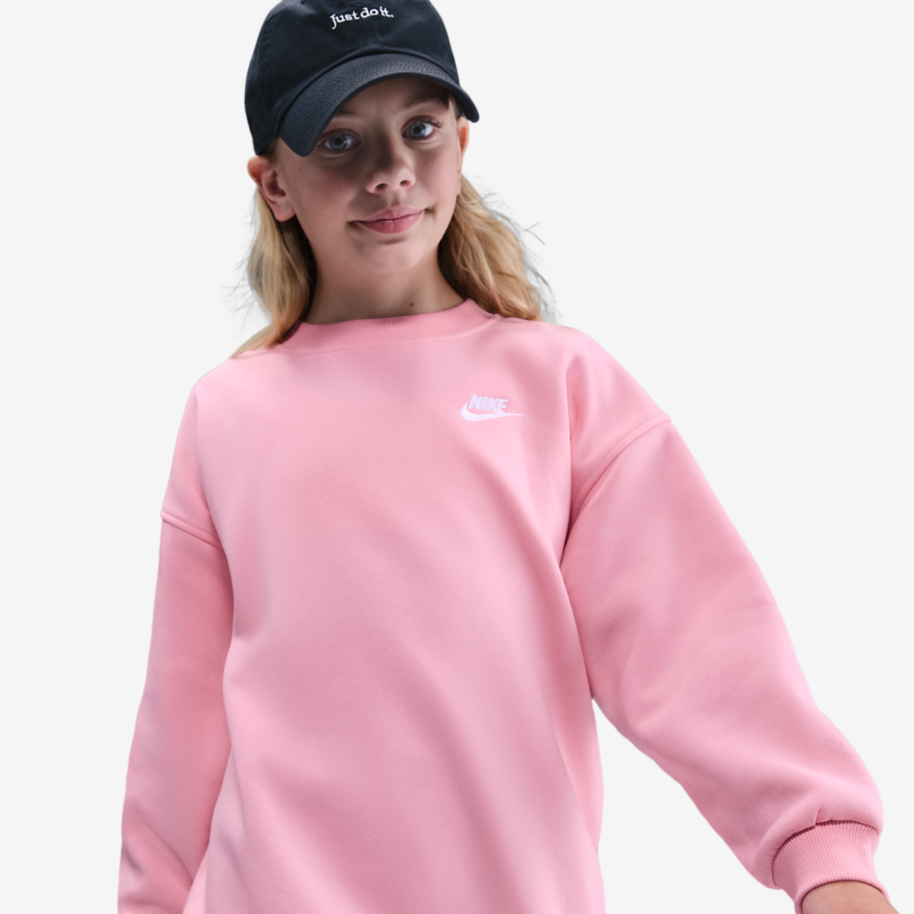 Nike NSW Oversized Club Fleece Crew Image 1 of 4. Tap to open photo gallery.