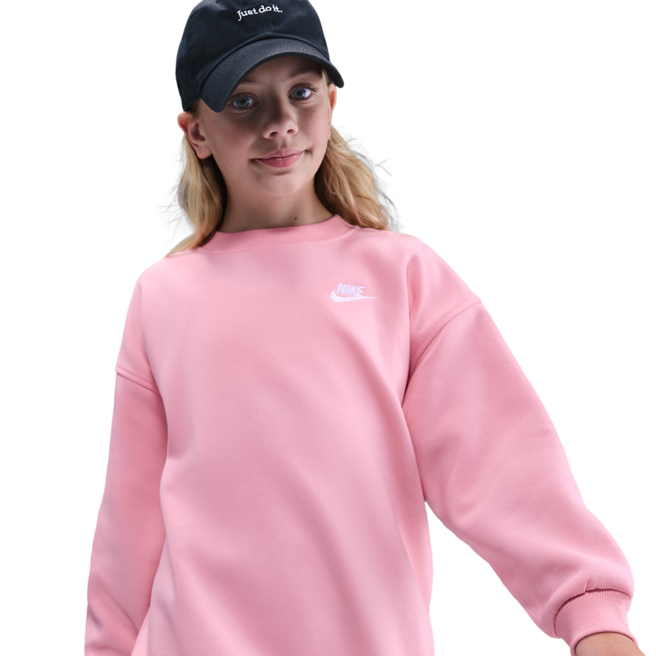 Nike NSW Oversized Club Fleece Crew Image 1 of 4. Tap to open photo gallery.