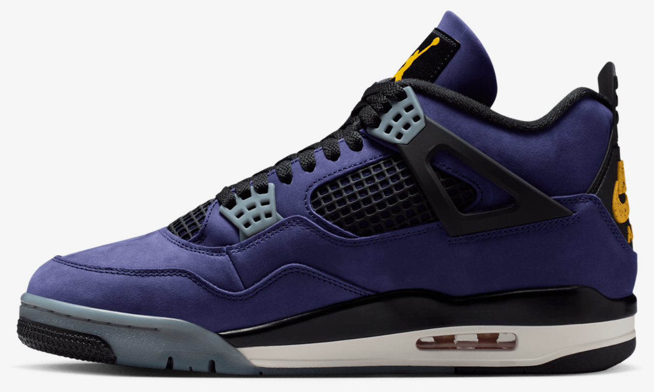 Jordan Retro 4 Lakers Image 2 of 8. Tap to open photo gallery.