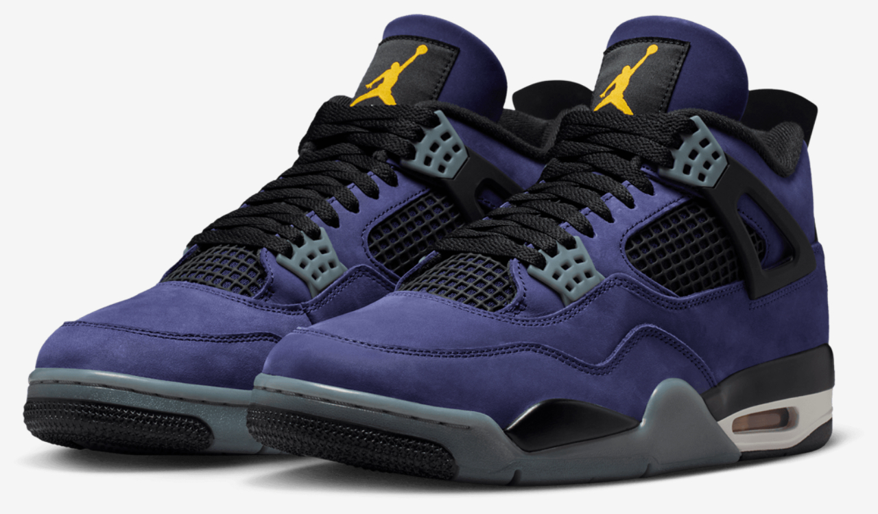 Jordan Retro 4 Lakers Image 6 of 8. Tap to open photo gallery.