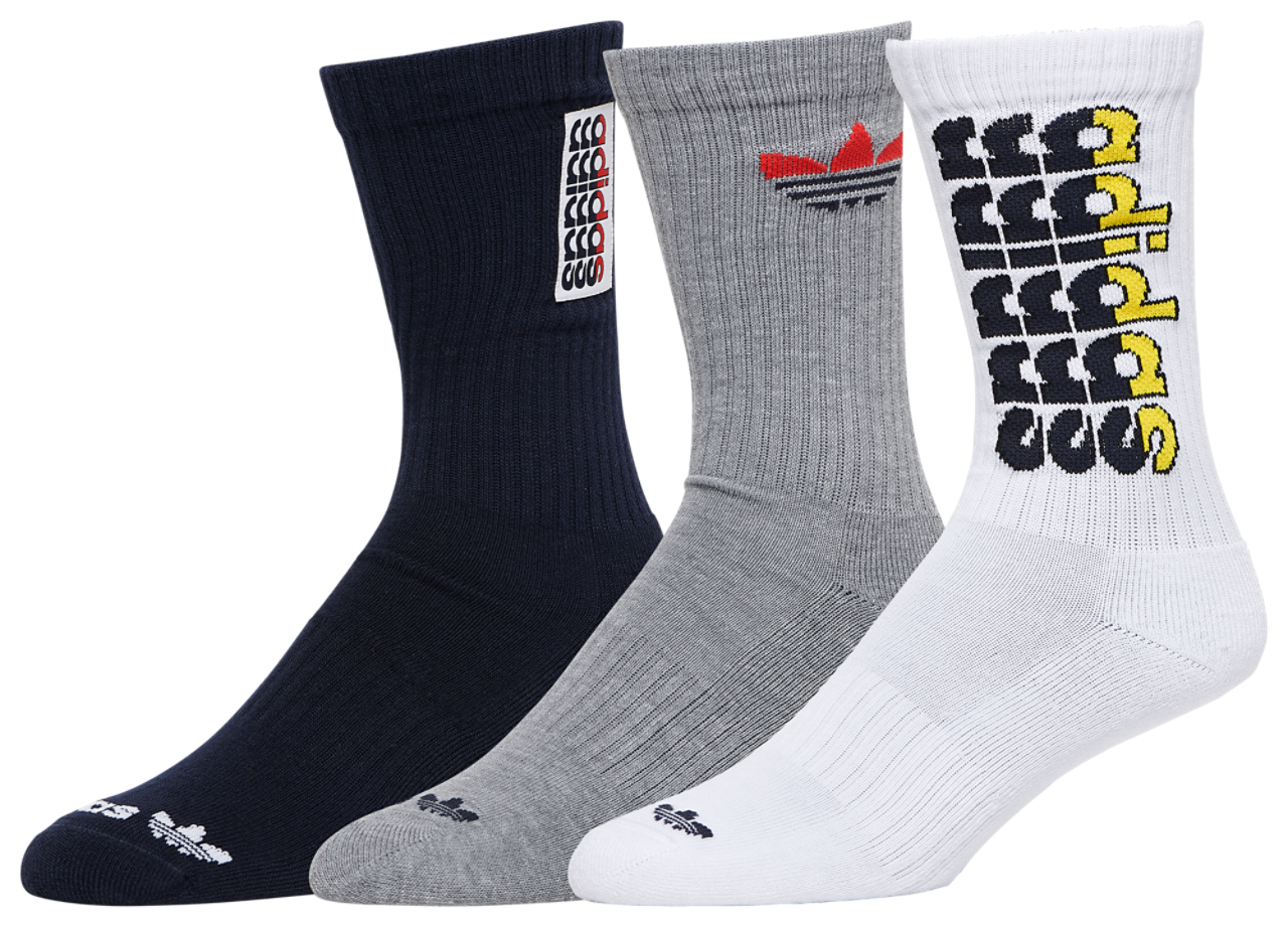 adidas Originals OG Modern Varsity 3 Pack Crew Socks Image 1 of 4. Tap to open photo gallery.