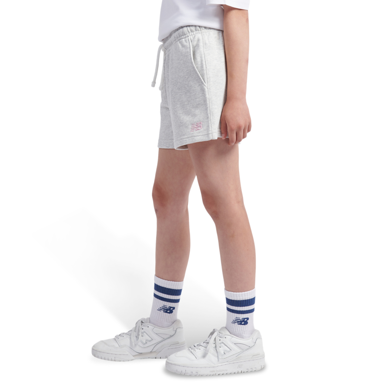 New Balance French Terry Small Logo Shorts Image 3 of 8. Tap to open photo gallery.