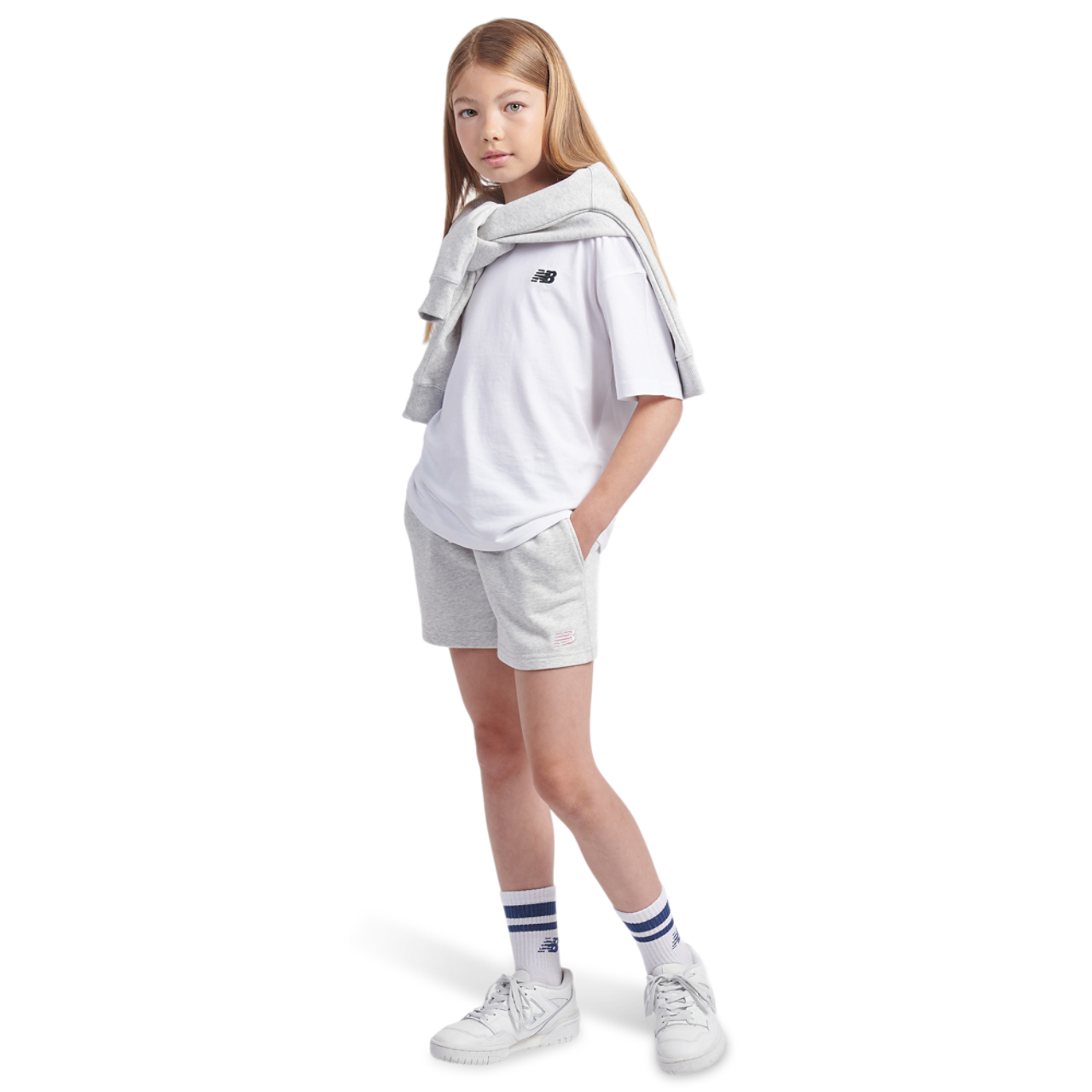 New Balance French Terry Small Logo Shorts Image 5 of 8. Tap to open photo gallery.