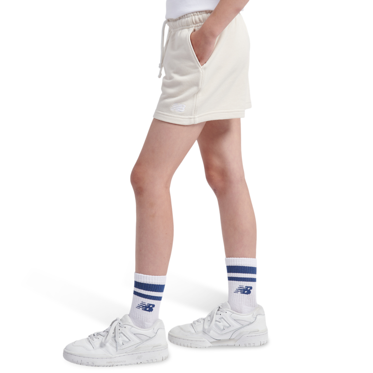 New Balance French Terry Small Logo Shorts Image 3 of 8. Tap to open photo gallery.