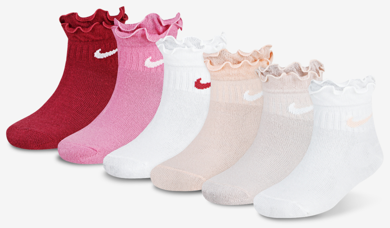 Nike Ruffle Quarter Socks 6 Pack Image 1 of 2. Tap to open photo gallery.
