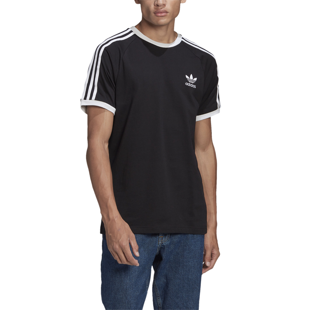 adidas Originals 3 Stripe T-Shirt Image 2 of 3. Tap to open photo gallery.