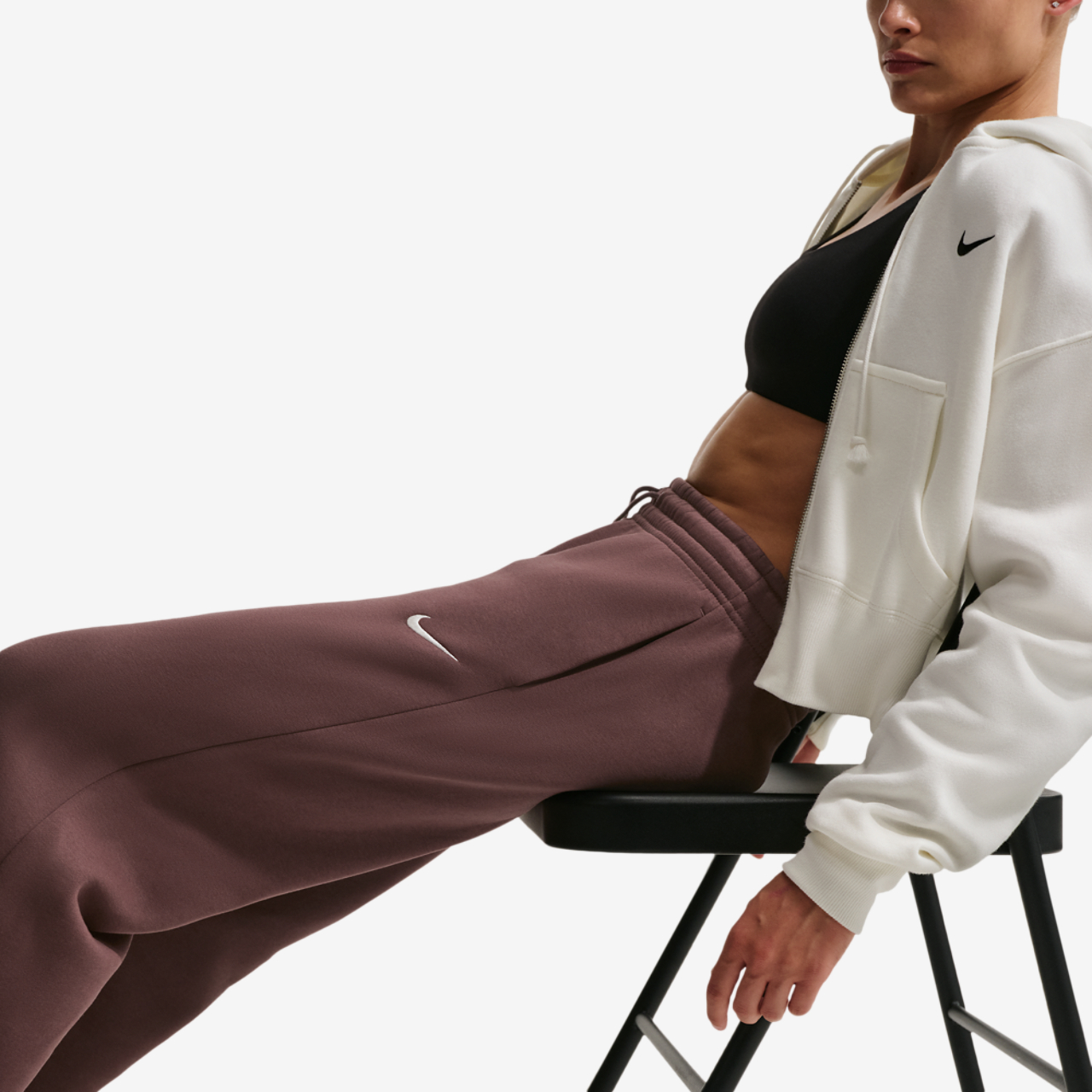 Nike Phoenix Fleece High Rise Wide Pants Image 5 of 7. Tap to open photo gallery.