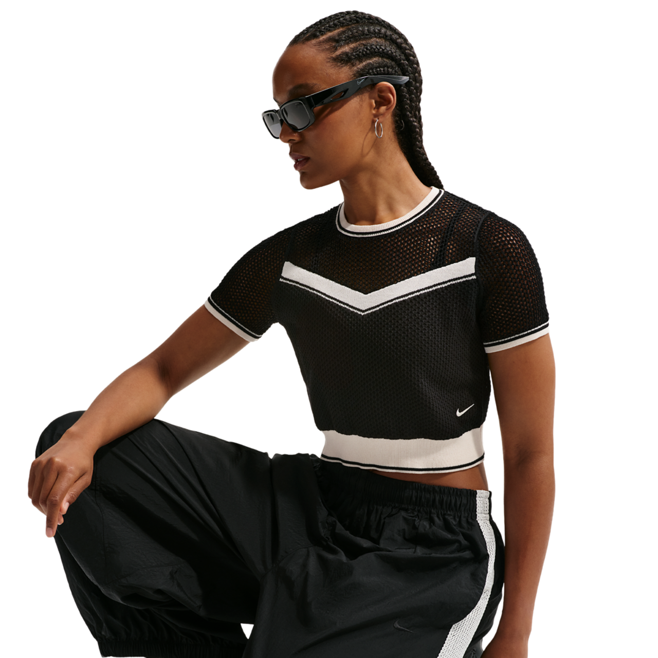 Nike NSW Chill Op Knit SS Crop Top Image 1 of 4. Tap to open photo gallery.