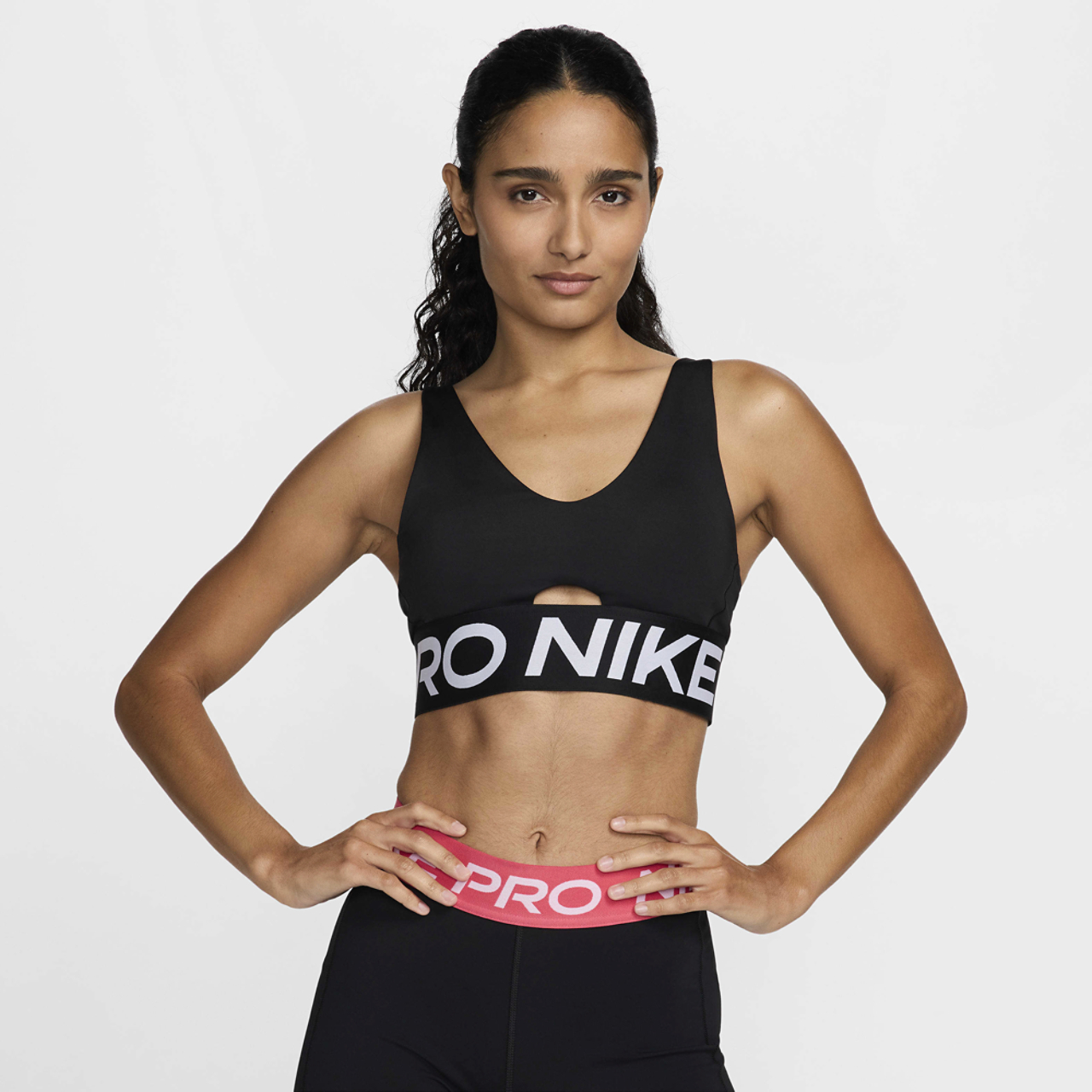 Nike Pro Indy Plunge Bra Bold Image 1 of 7. Tap to open photo gallery.