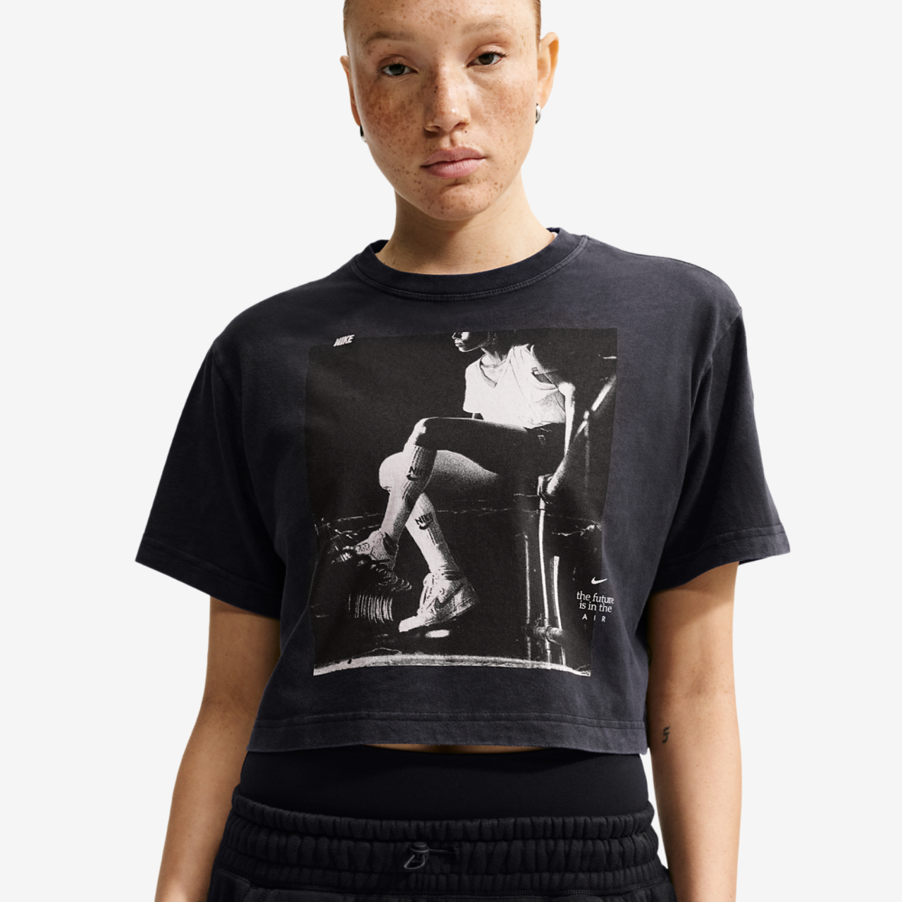 Nike Basketball Photo Crop Tee Image 1 of 4. Tap to open photo gallery.