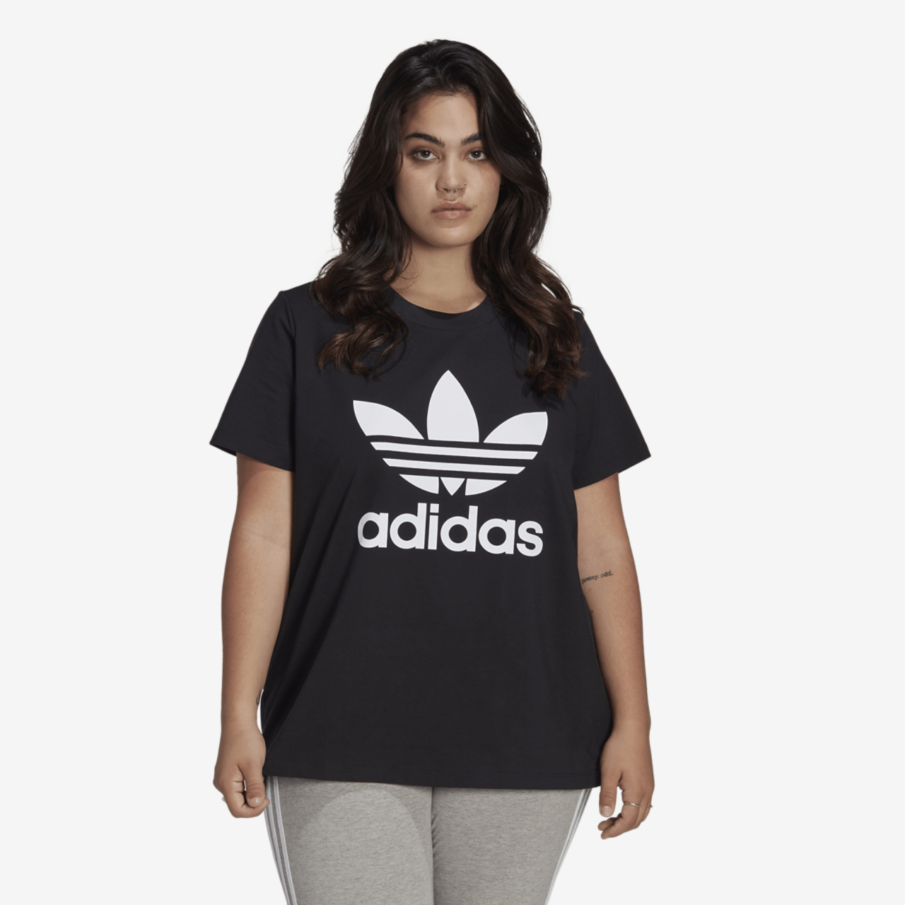 adidas Originals Plus Size Trefoil T-Shirt  Image 2 of 5. Tap to open photo gallery.