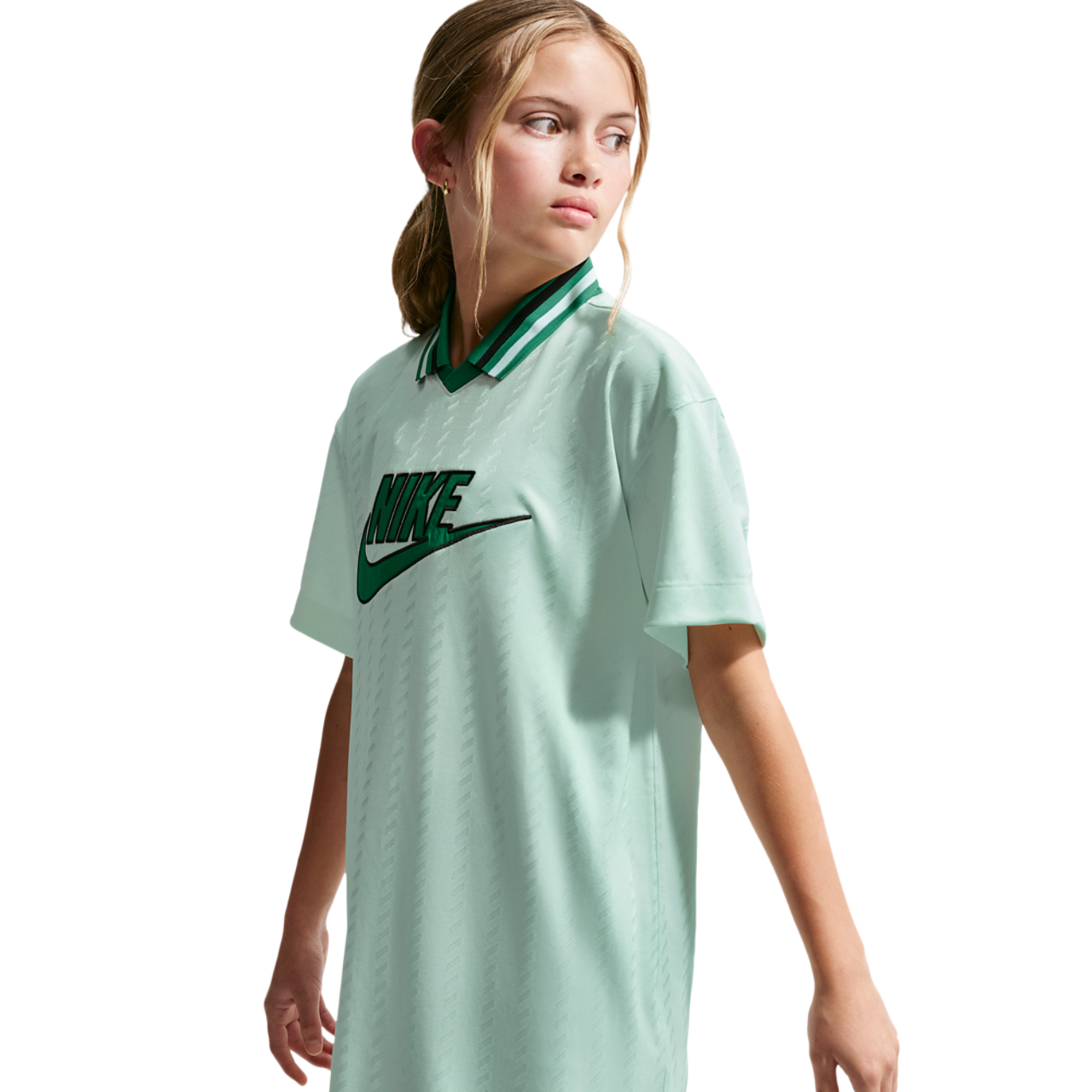 Nike NSW CLN Short Sleeve Jersey Dress Image 1 of 4. Tap to open photo gallery.