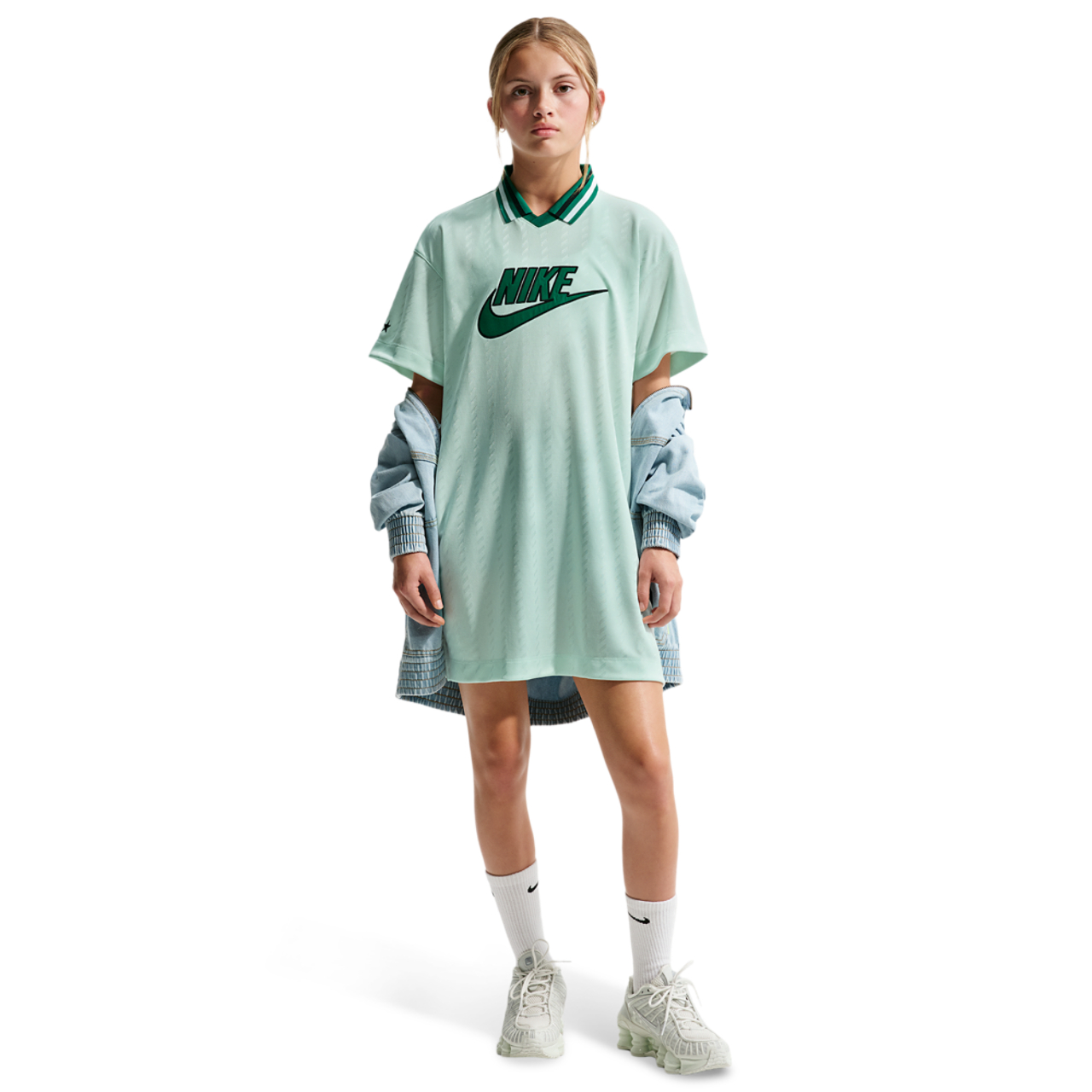 Nike NSW CLN Short Sleeve Jersey Dress Image 3 of 4. Tap to open photo gallery.
