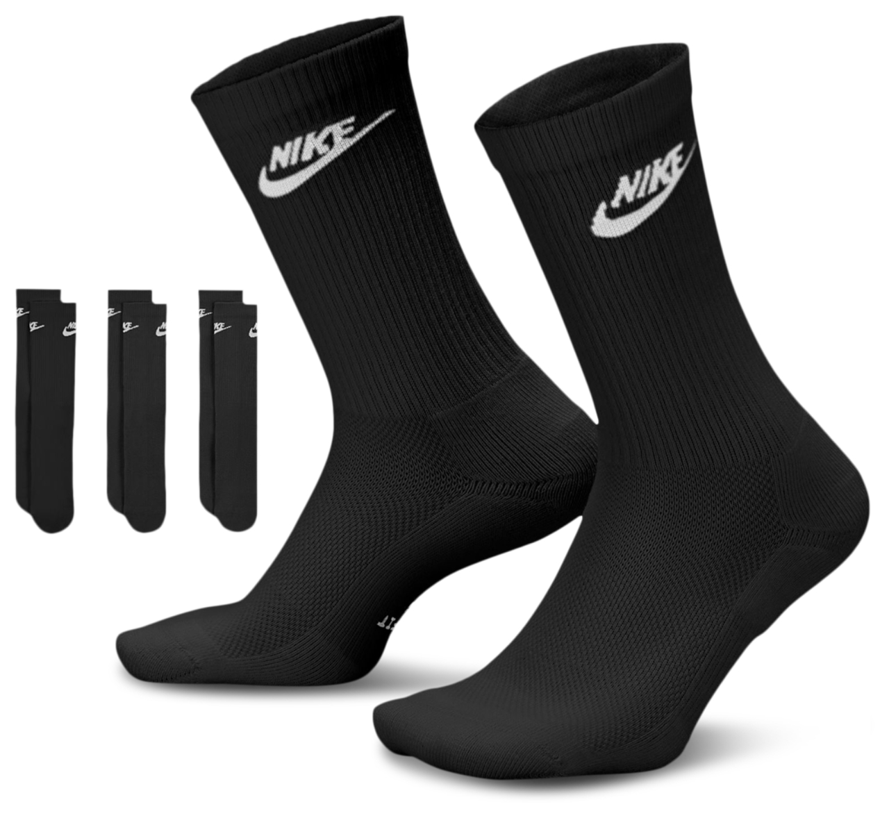 Nike Everyday Elevated Futura Crew Socks 3 Pack Image 1 of 4. Tap to open photo gallery.