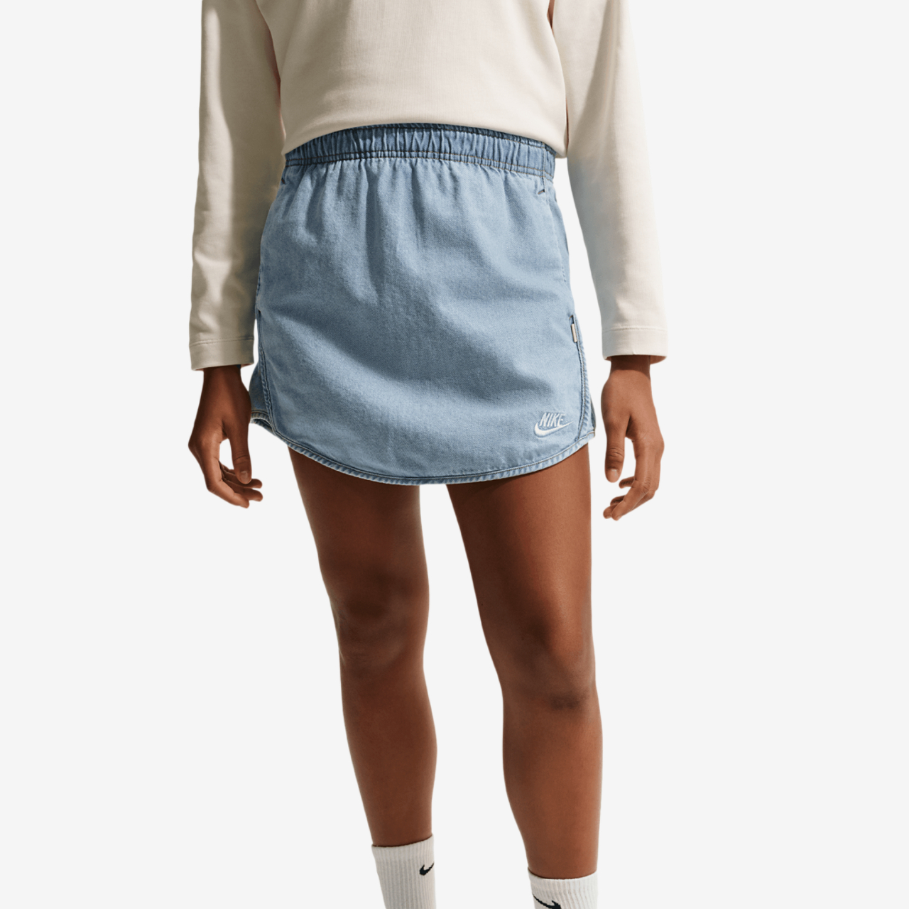 Nike NSW Denim Skirt Image 1 of 5. Tap to open photo gallery.