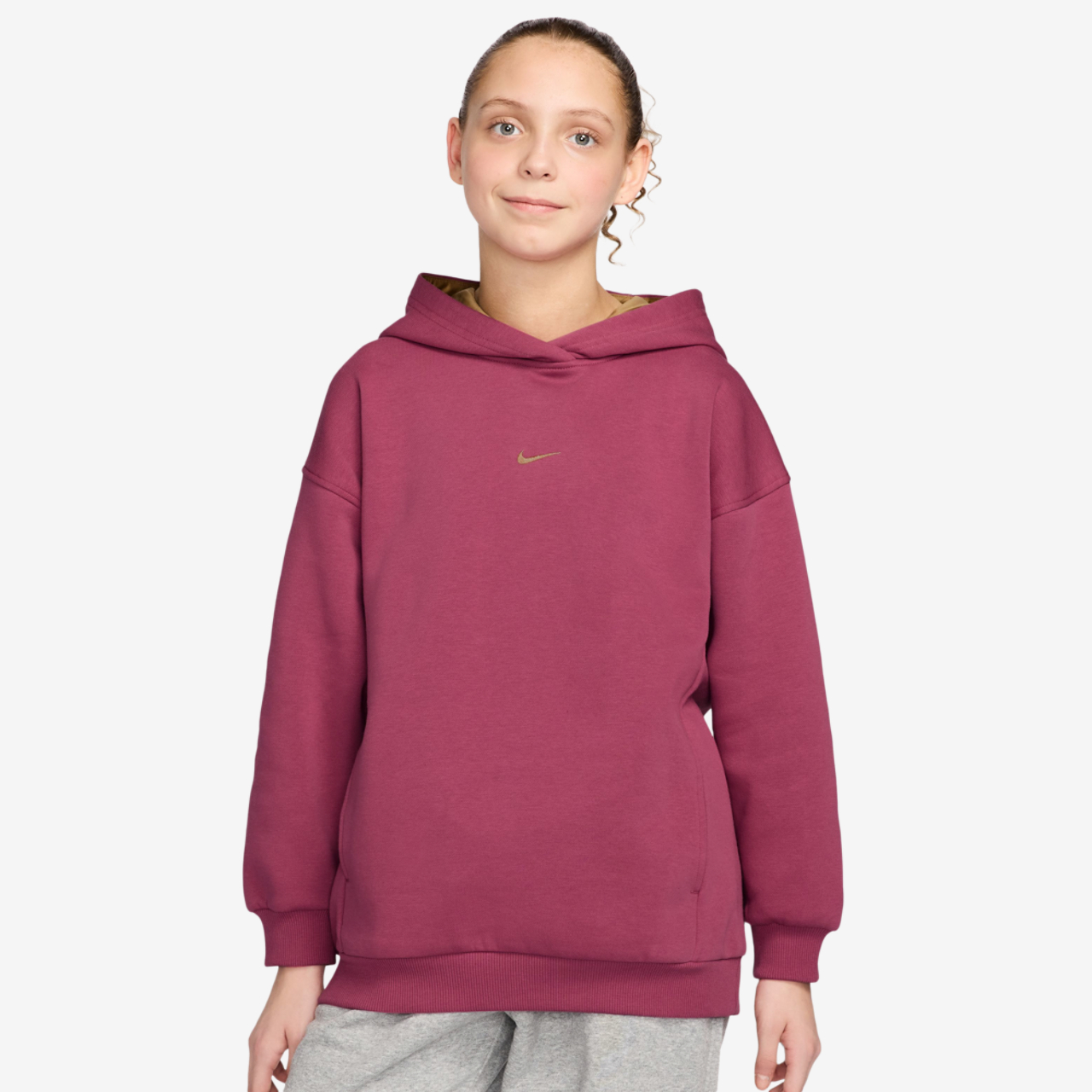 Nike NSW Shine Satin OS Club Fleece Hoodie Image 1 of 4. Tap to open photo gallery.