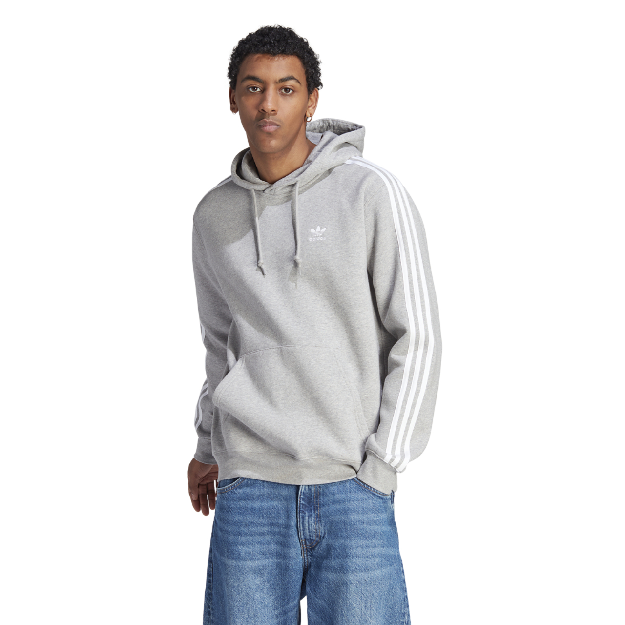 adidas Originals 3 Stripe Fleece Hoodie Image 3 of 5. Tap to open photo gallery.