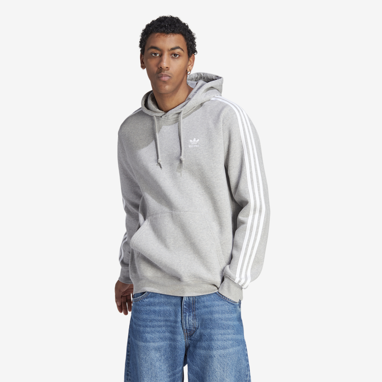 adidas Originals 3 Stripe Fleece Hoodie Image 3 of 5. Tap to open photo gallery.