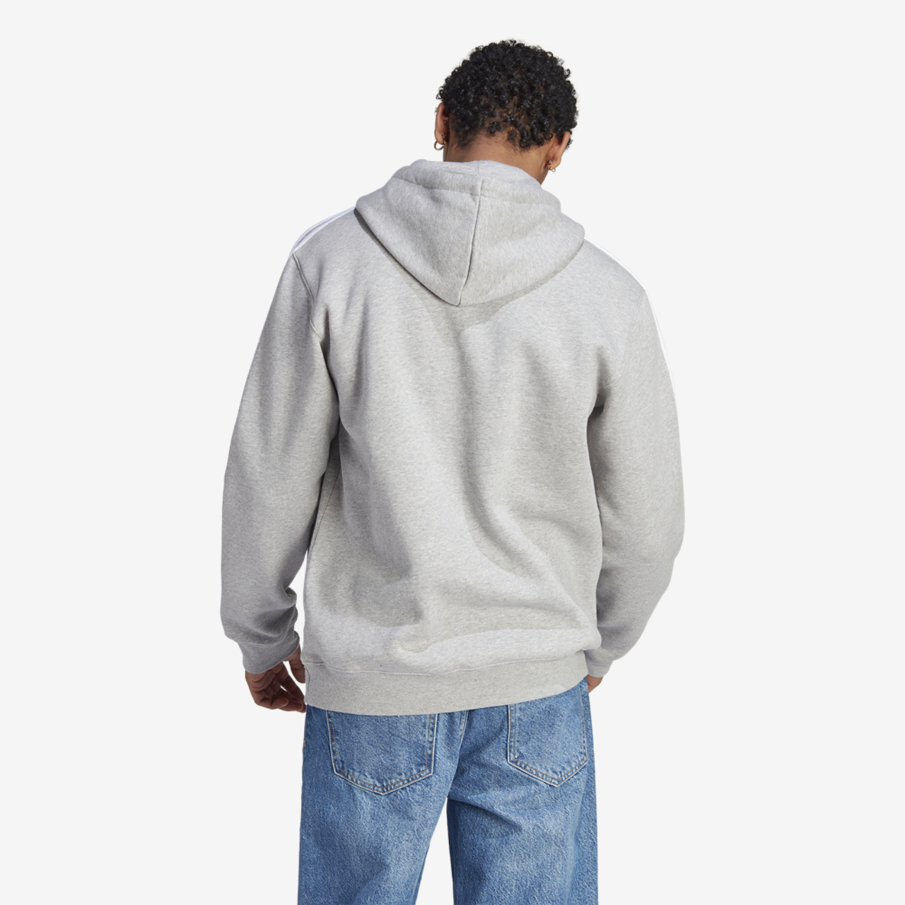 adidas Originals 3 Stripe Fleece Hoodie Image 4 of 5. Tap to open photo gallery.