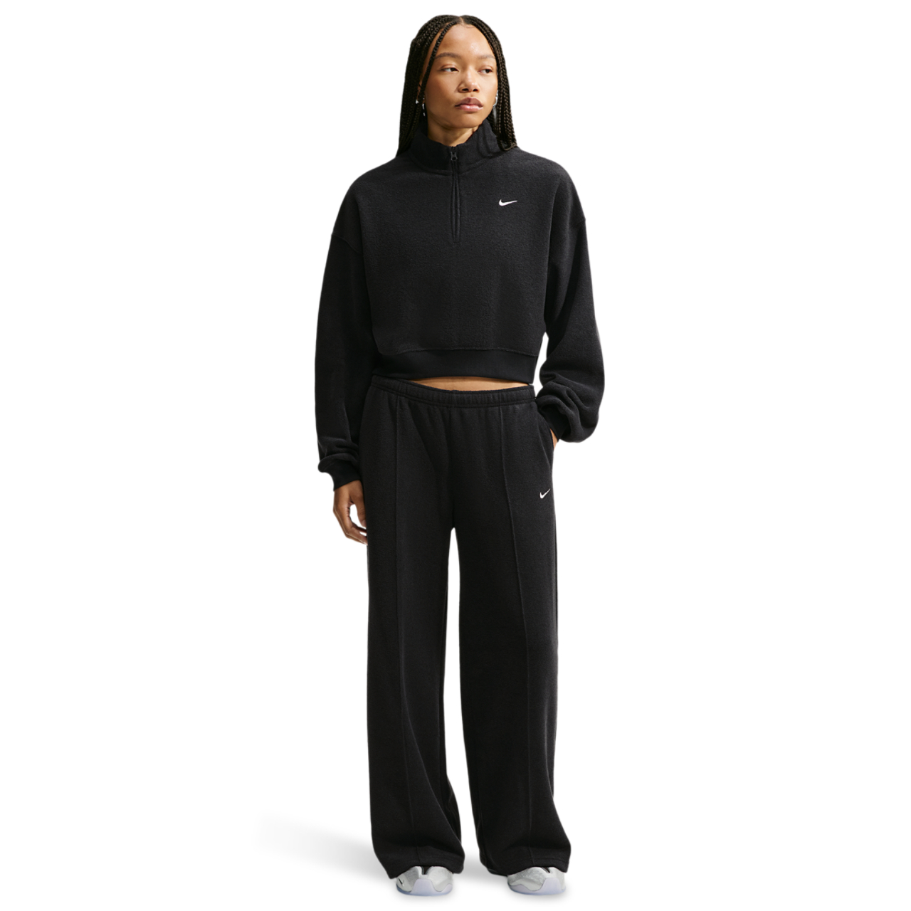 Nike Studio Fleece Plush OS Crop Quarter Zip - Women's | Foot Locker