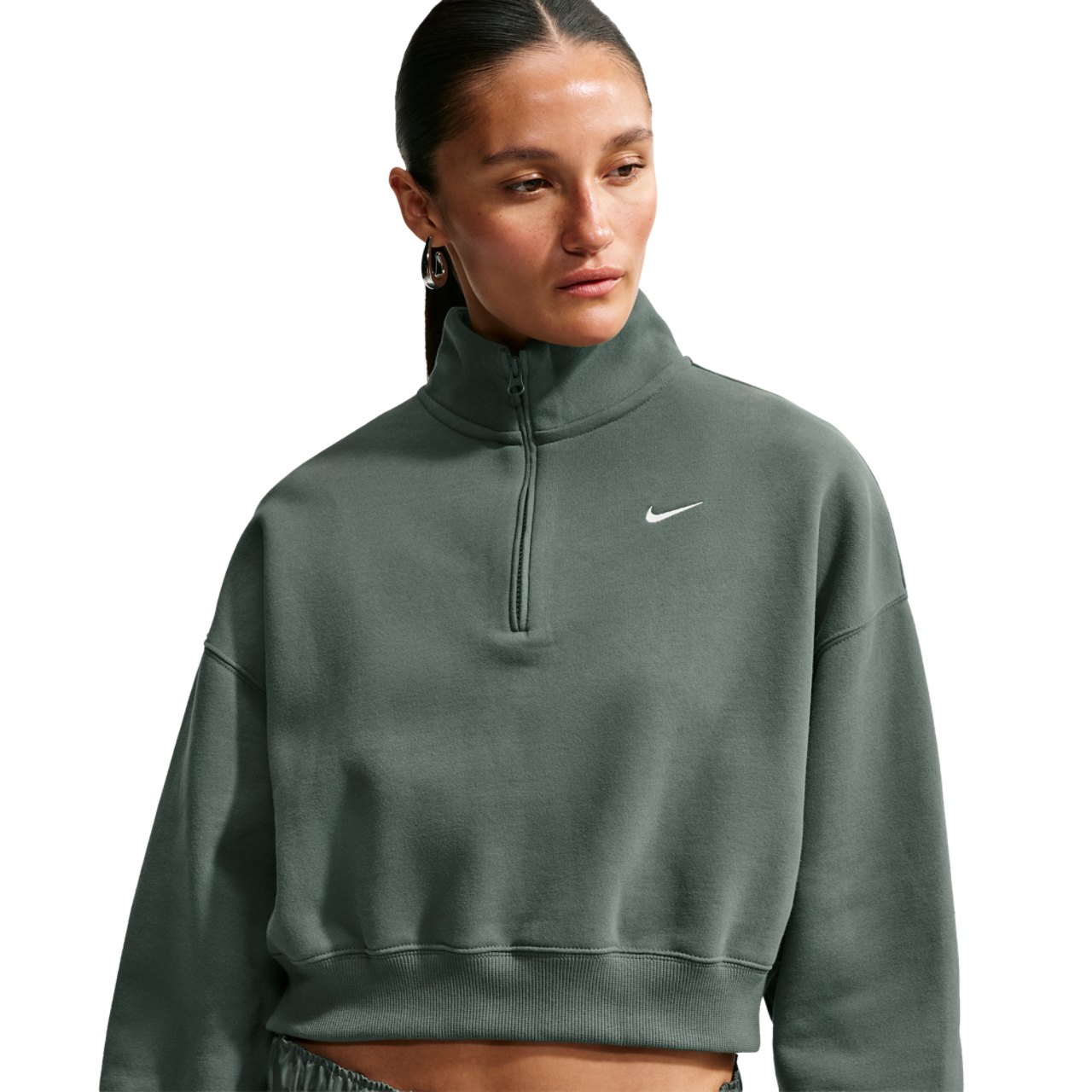 Nike Studio Fleece Midweight OS Crop Quarter Zip - Women's | Foot