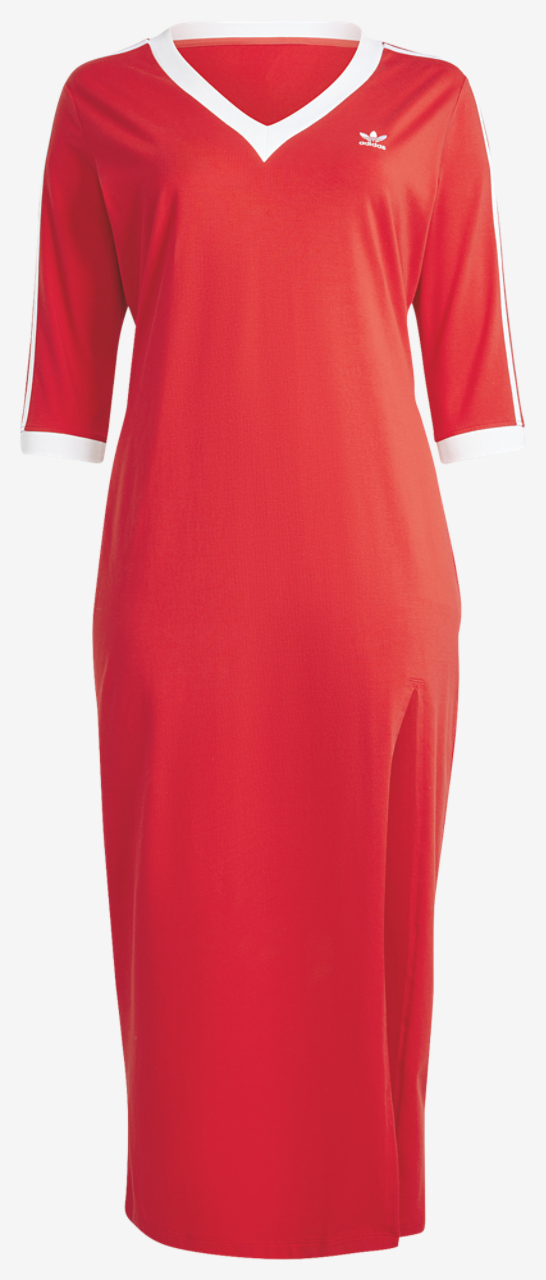 adidas Originals 3-Stripes V-Neck Maxi Dress (PS) Image 5 of 5. Tap to open photo gallery.