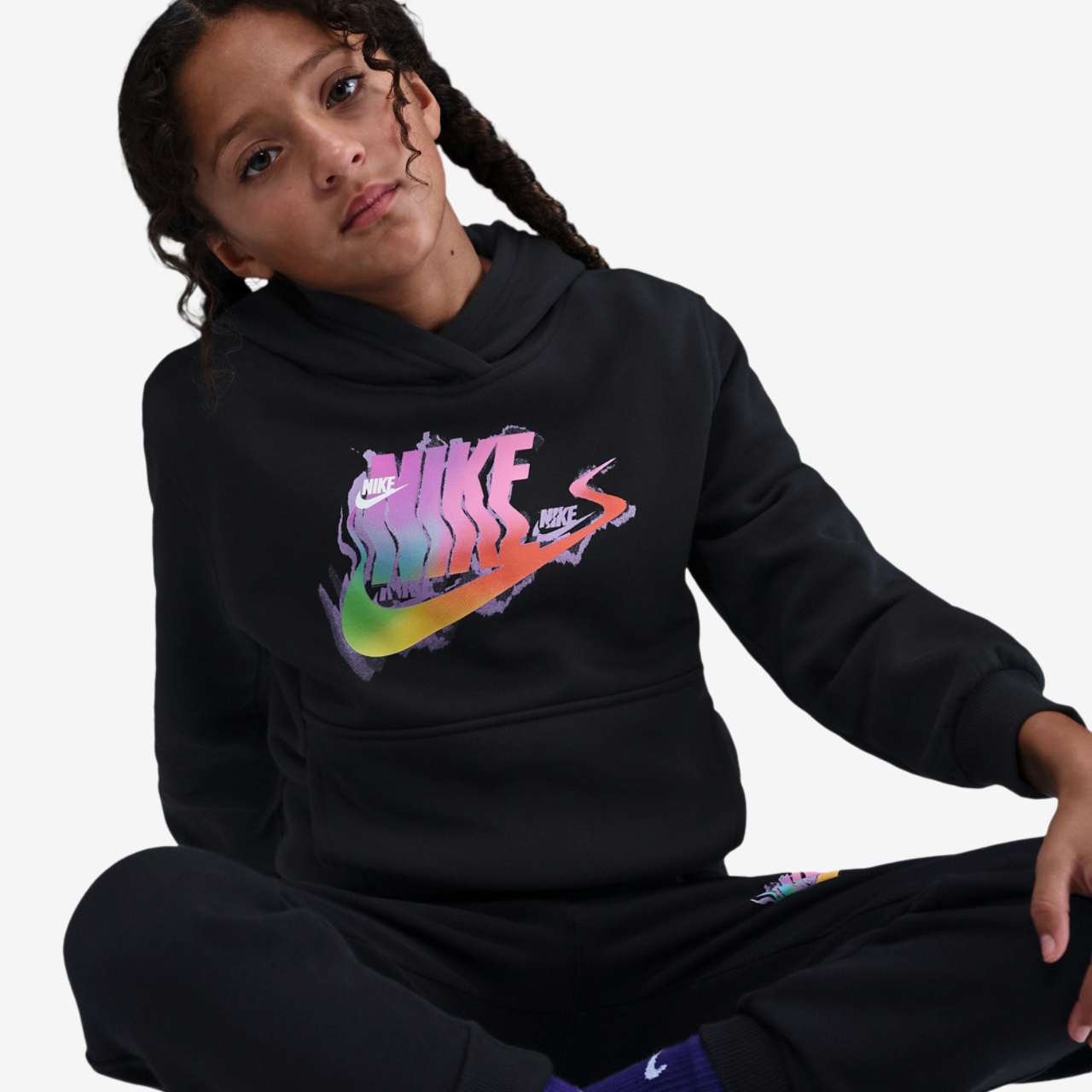 Nike NSW Glitch Club Fleece Hoodie Image 1 of 3. Tap to open photo gallery.